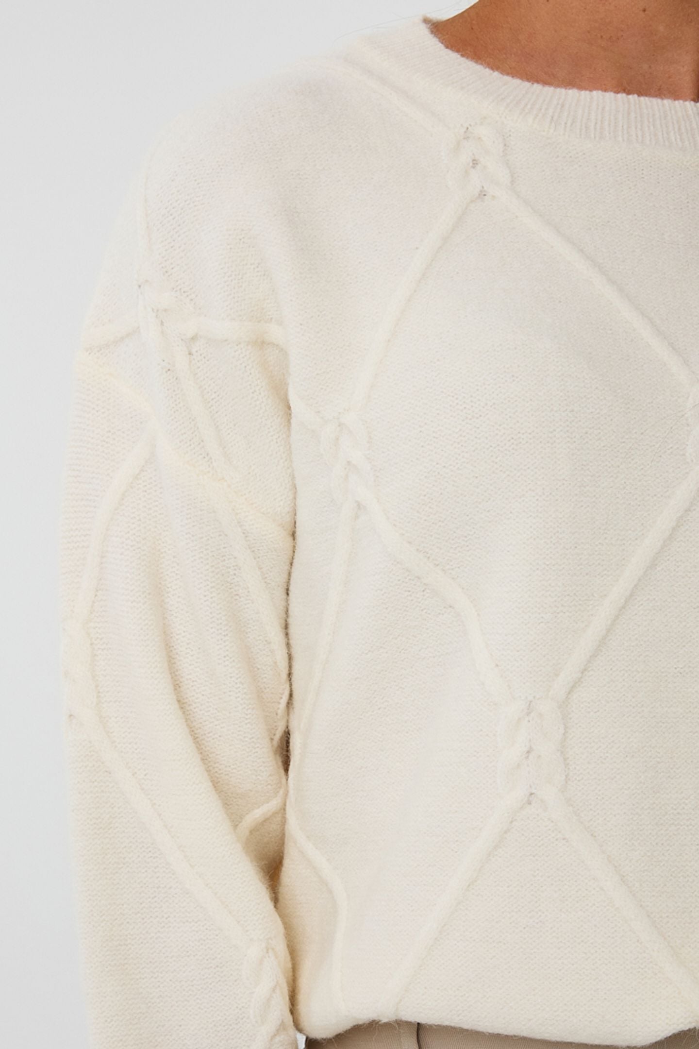 SWEATER CABLE SQUARE OFF WHITE 7
