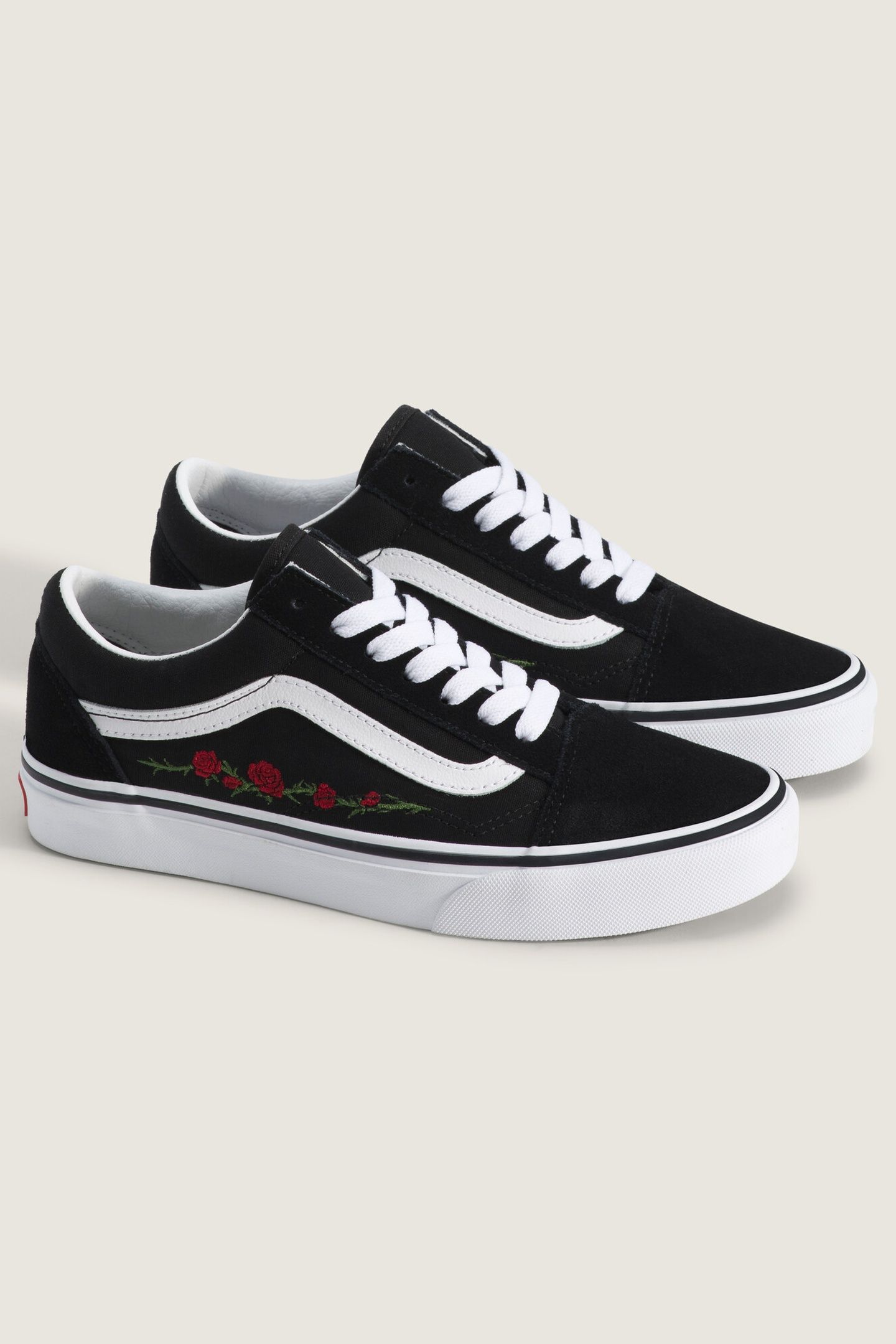 UNISEX OLD SKOOL ROSE EMBROIDERY BLACK/RED 3