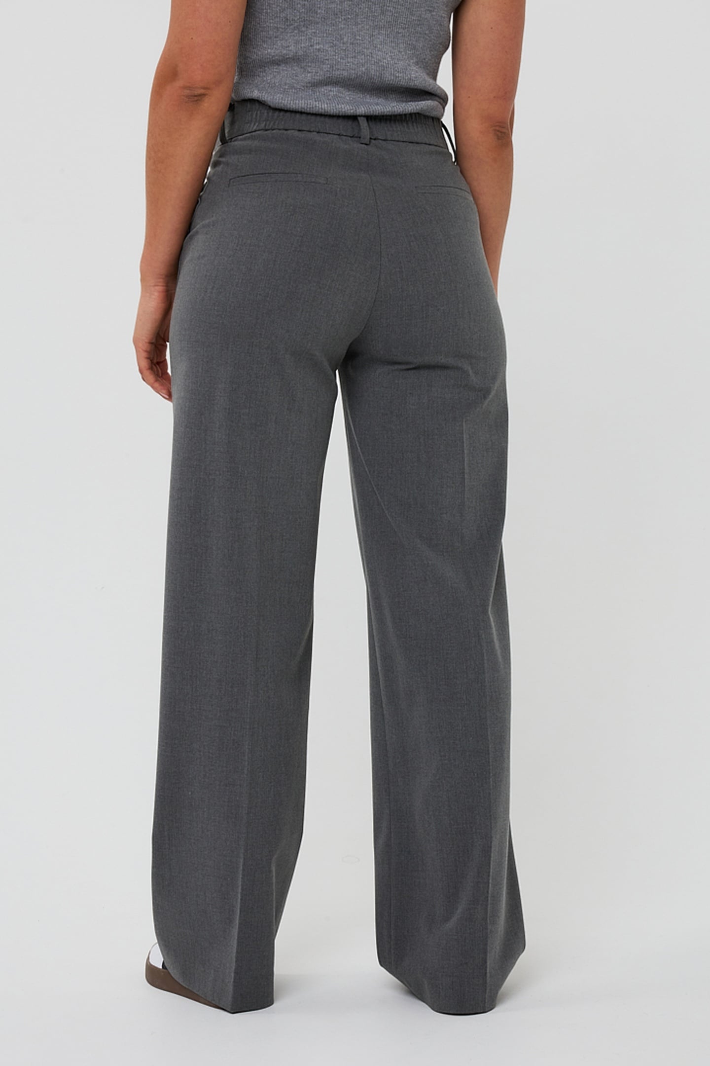 TROUSERS WIDE LEG ELASTIC MELANGE GREY MELANGE 4