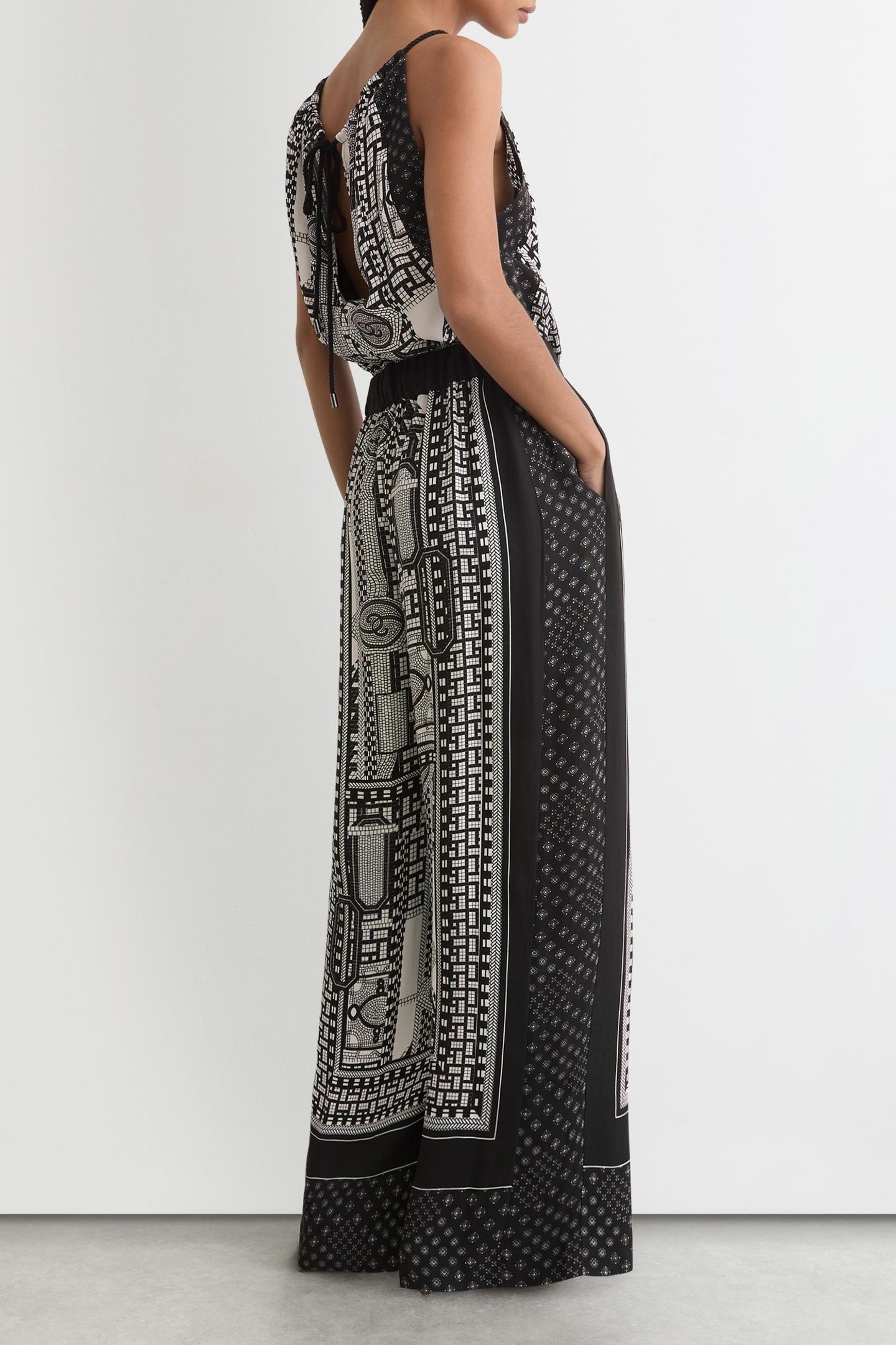 SCARF PRINT JUMPSUIT BLACK/IVORY 3