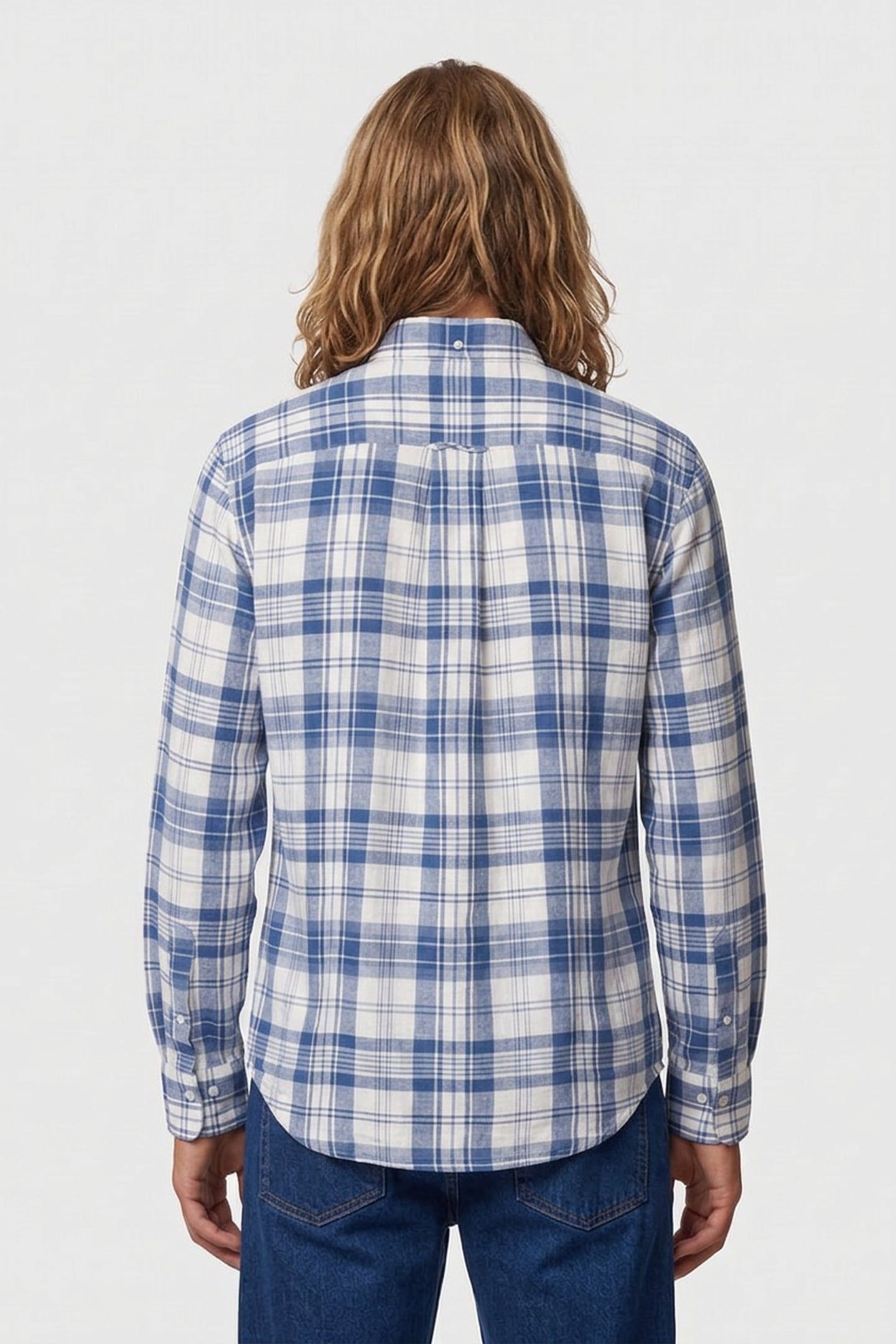REG COTTON LINEN MADRAS CHECK VINTAGE BLUE 2