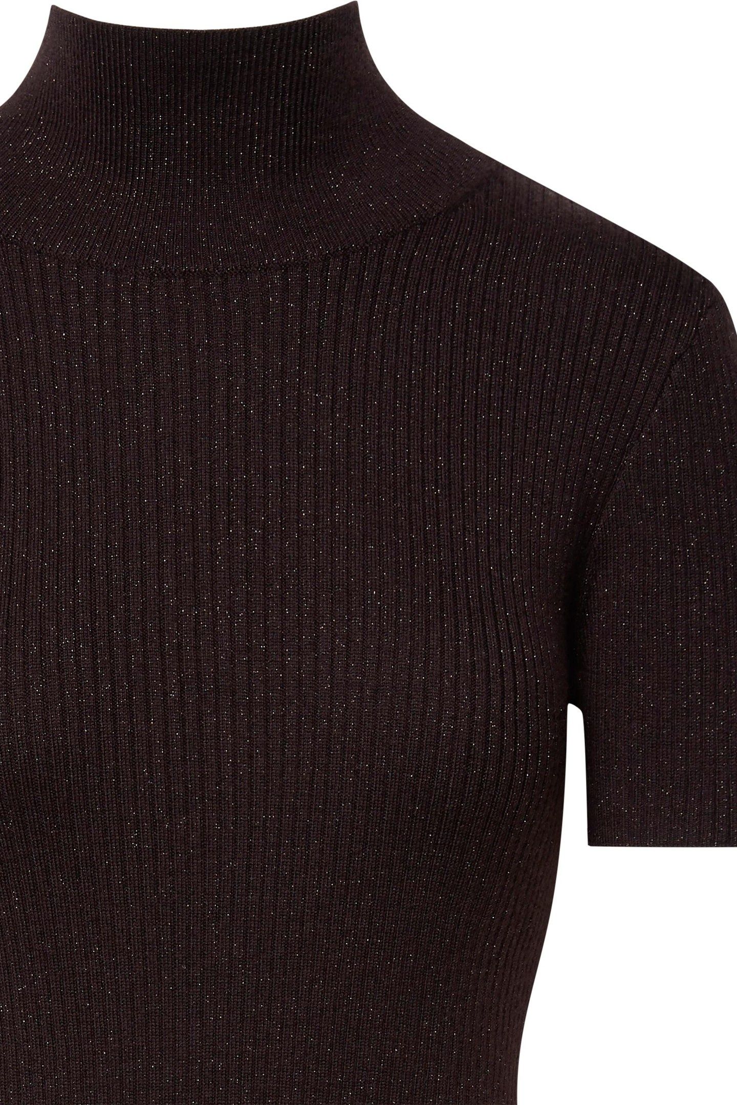 WOOL LUREX TNECK MINI DRESS MOCHA BROWN 3