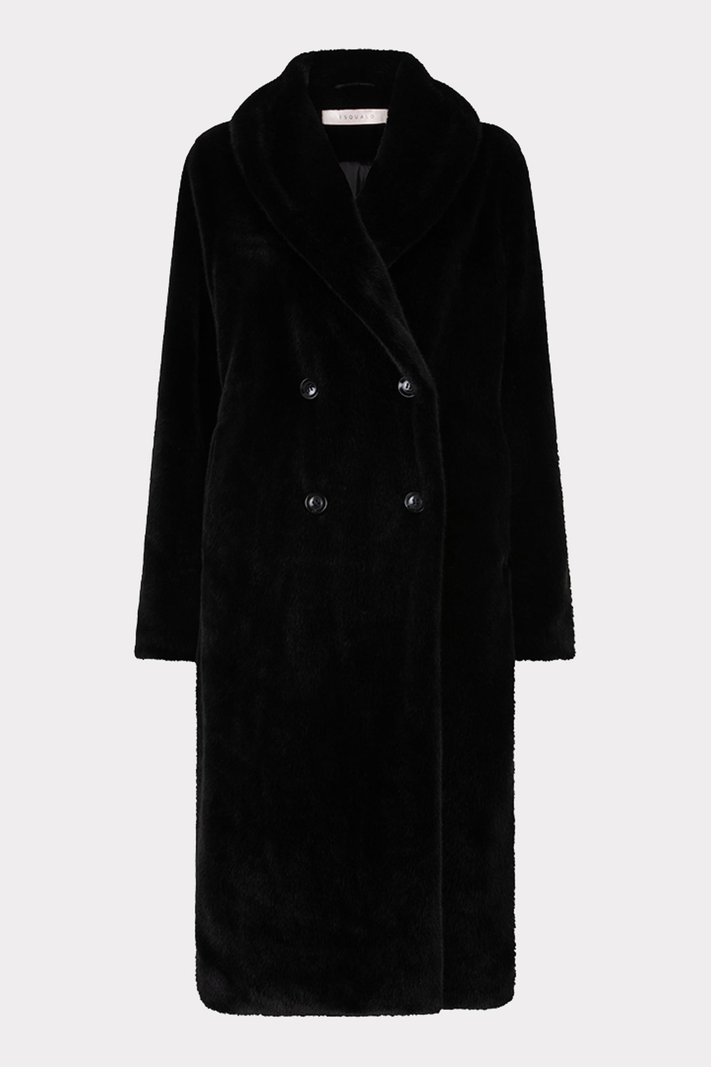 COAT SHAWL COLLAR FAKE FUR BLACK 4