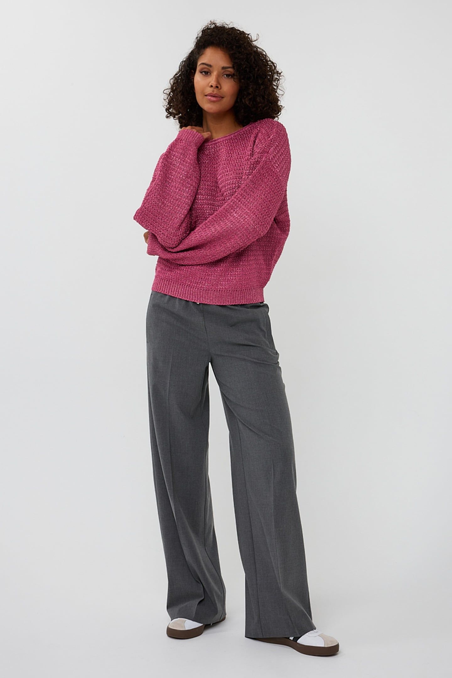 SWEATER OVERSIZED LUREX FRAMBOISE 1