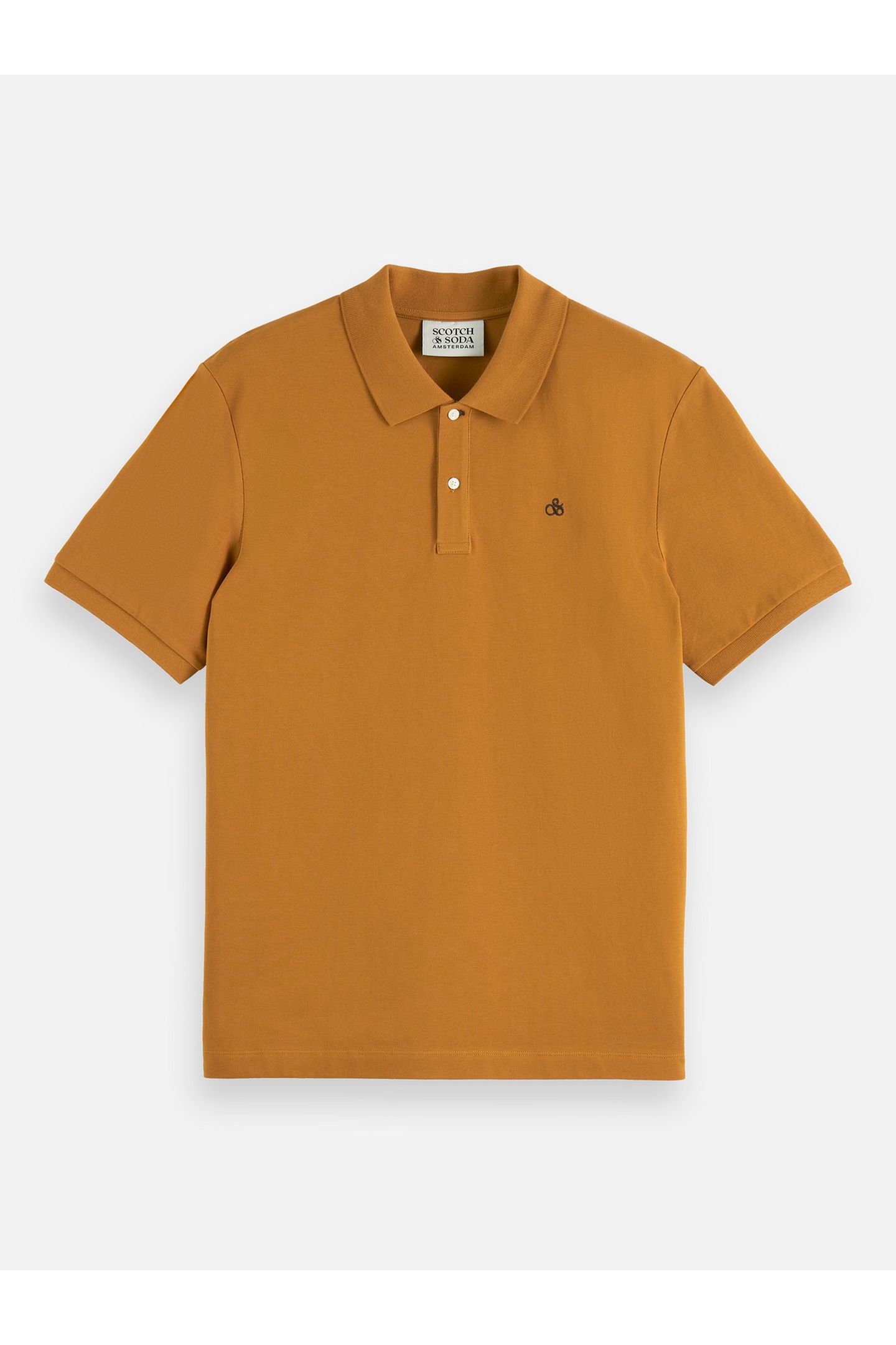 SEASONAL CORE PIQUE CHEST LOGO POLO MEDIUM BROWN 1