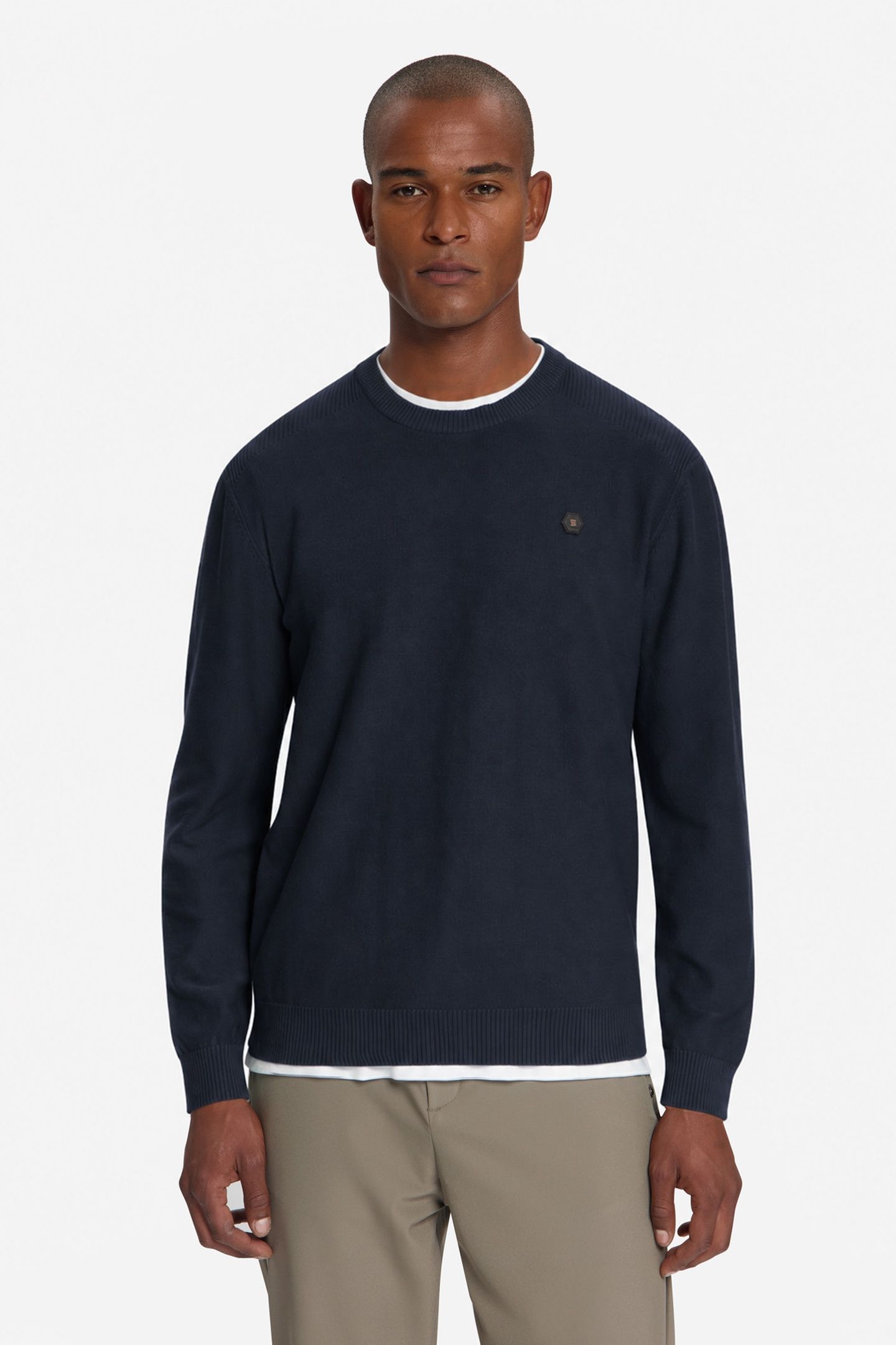 PULLOVER CREWNECK SHOULDER DETAIL DARK NIGHT 1