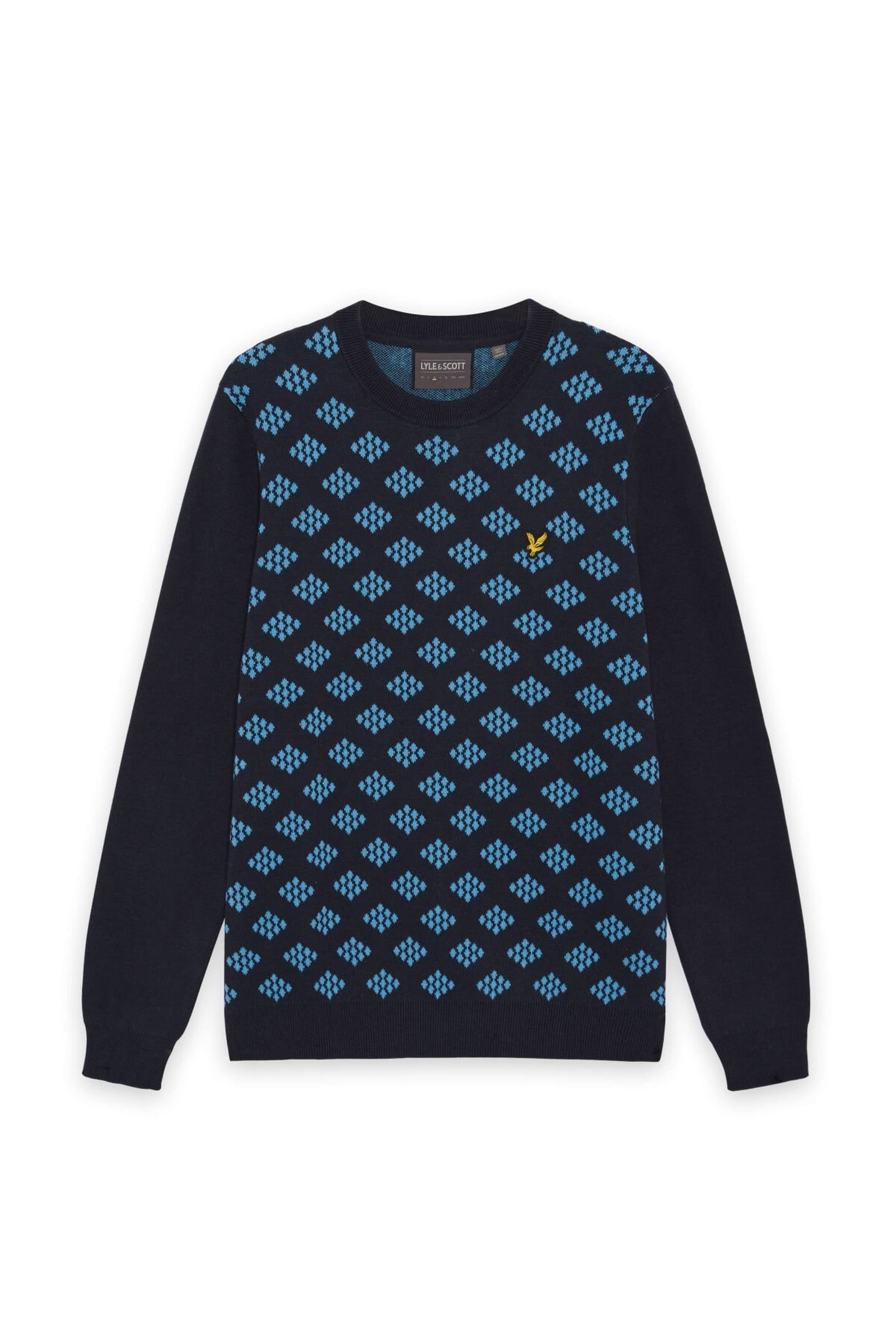 GOLF CREW NECK COTTON ARGYLE JUMPER DARK NAVY 4