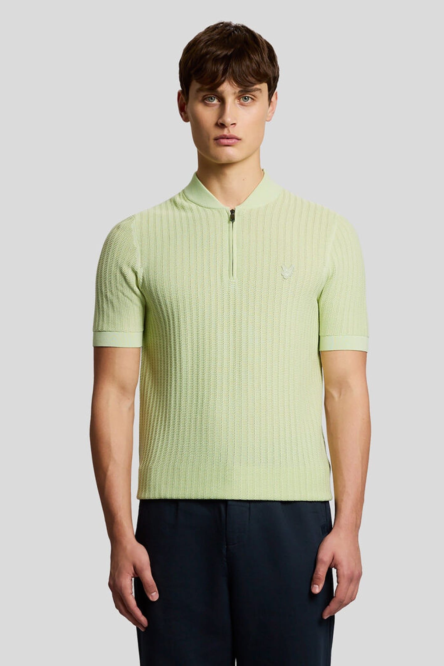 SUPERFINE KNITTED BOMBER POLO TENDER GREENS 1