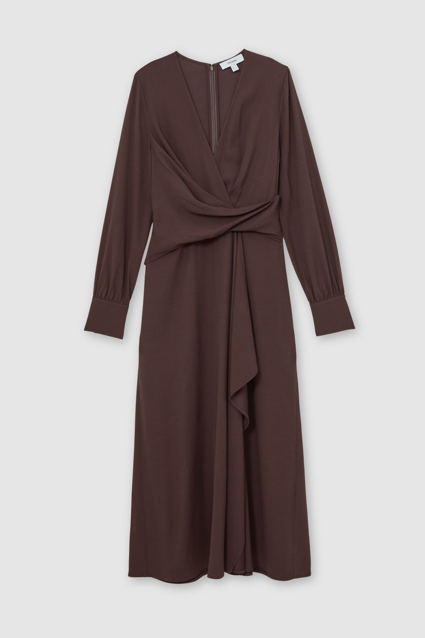 WRAP FRONT DRAPE DRESS BURGUNDY 3