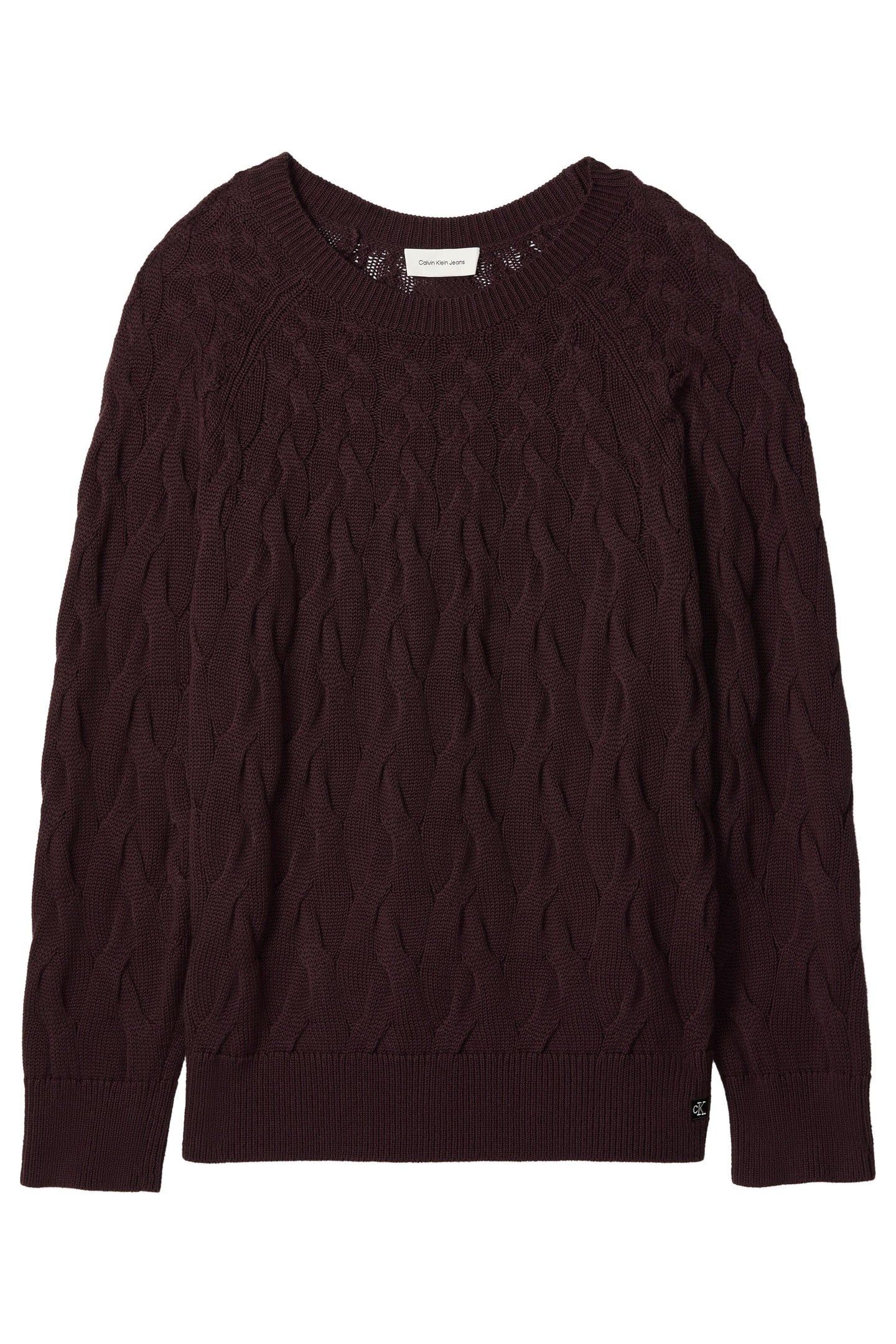CABLE CREWNECK PULLOVER MOCHA BROWN 1
