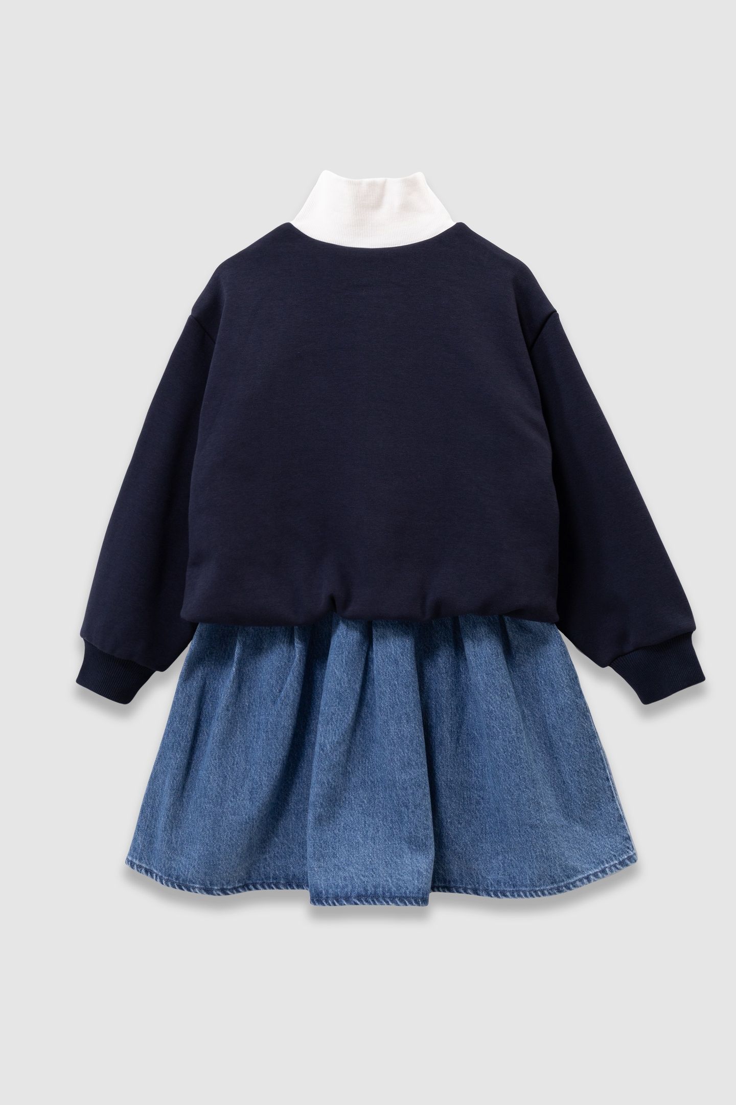 GIRLS’ 2-IN-1 DENIM DRESS AND ZIP-NECK SWEATSHIRT 2