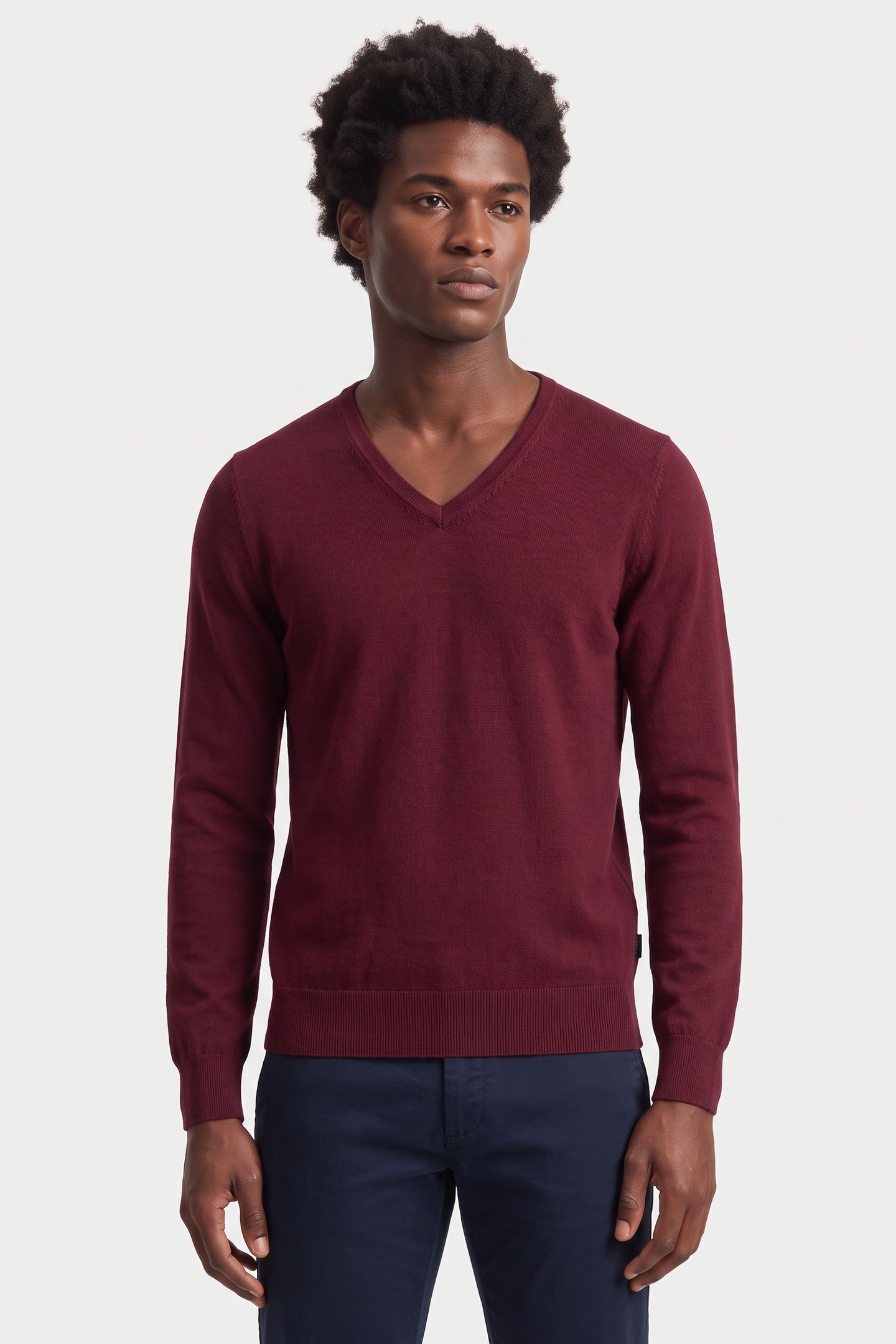 V-NECK SWEATER BURGUNDY 1