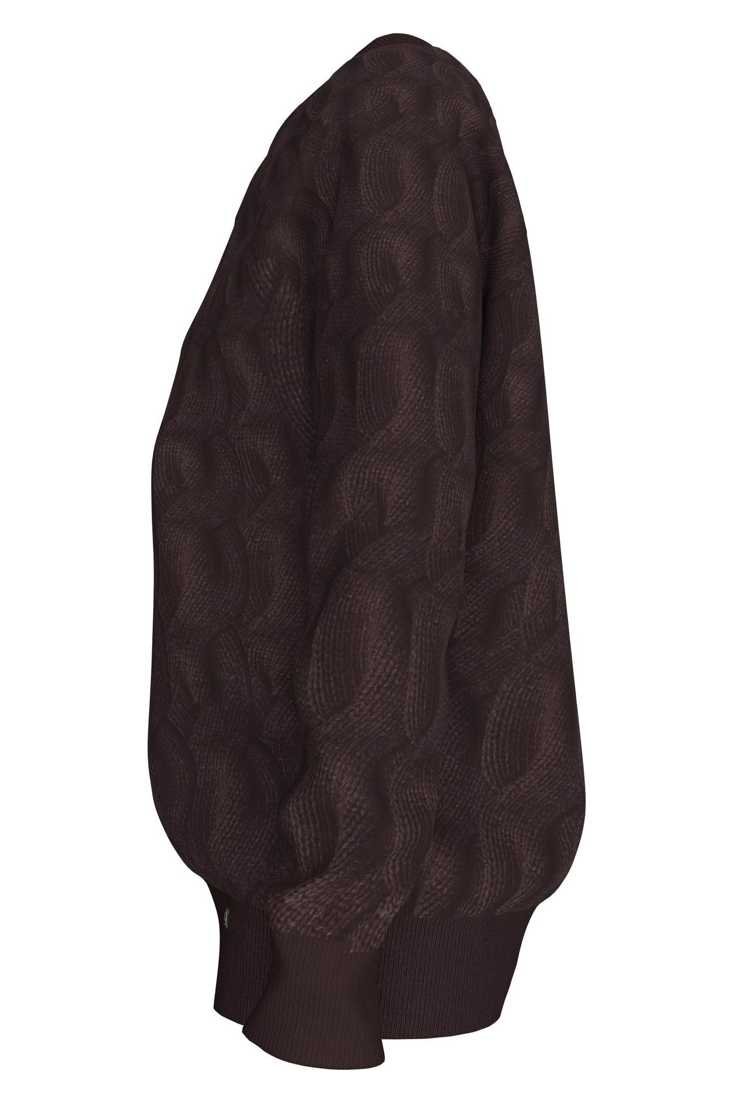 CABLE CREWNECK PULLOVER MOCHA BROWN 5