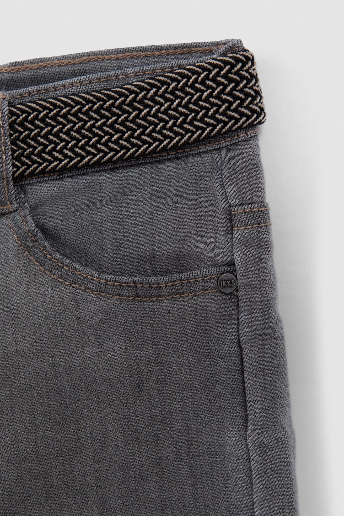 BOYS’ GREY SLIM JEANS WITH WOVEN BELT 5