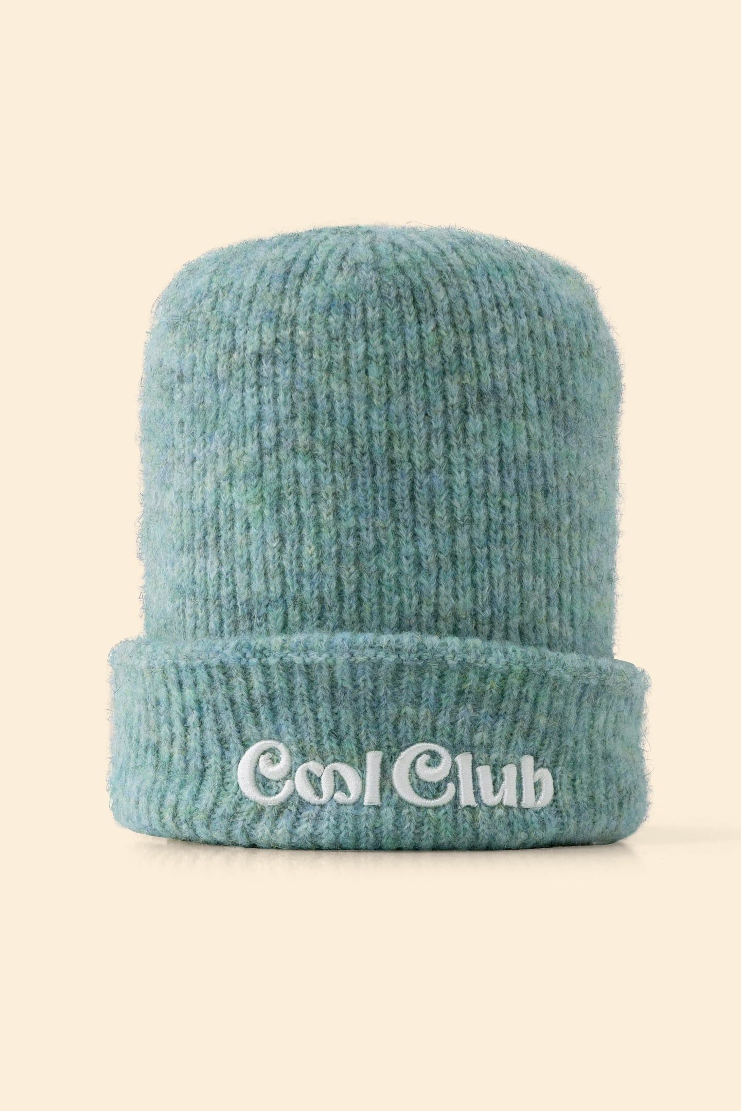 MINT GREEN RIBBED KNIT EMBROIDERED BEANIE 1