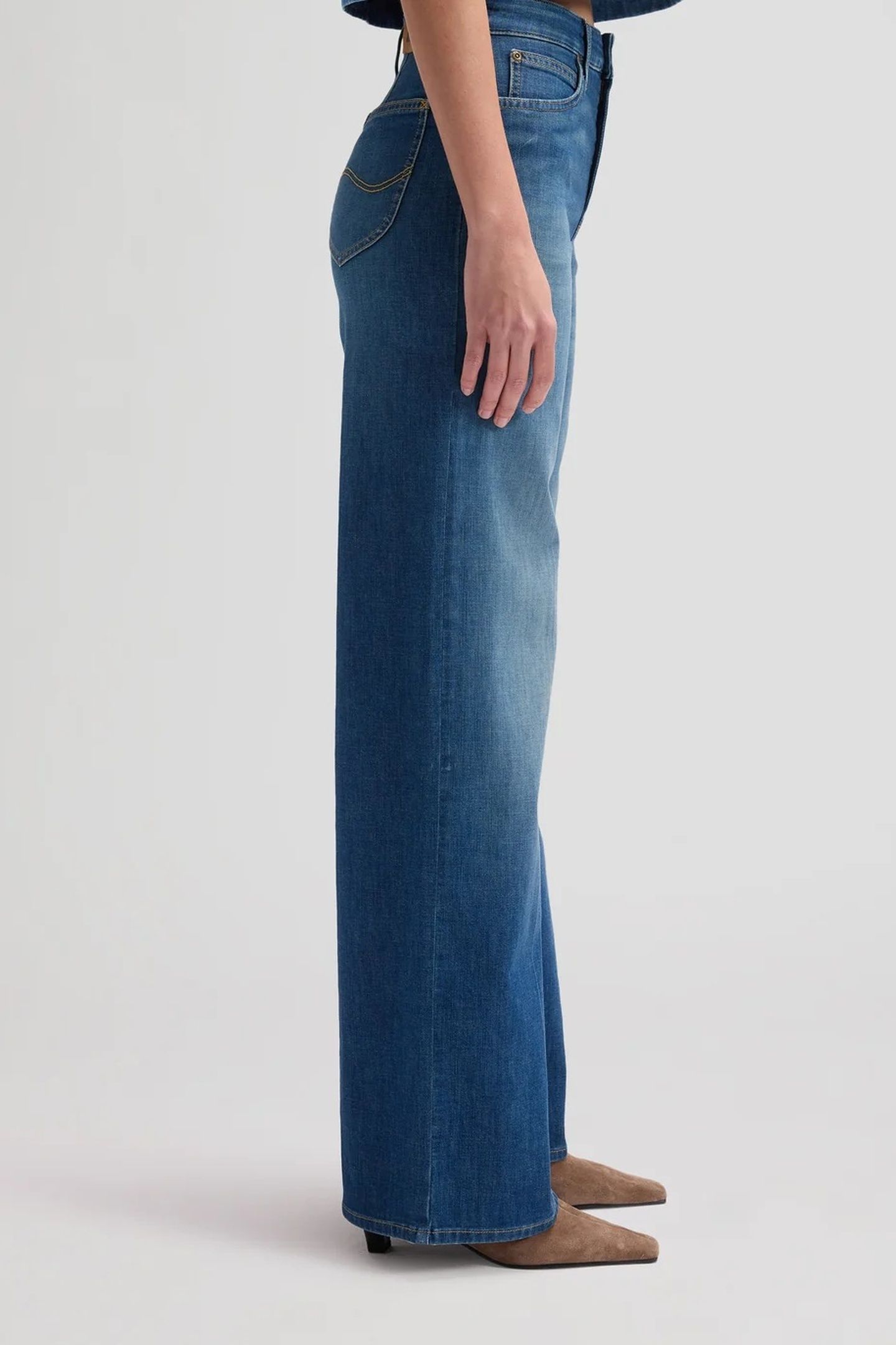 STELLA BLUE ARROW HIGH WAIST WIDE LEG JEANS DENIM BLUE 3