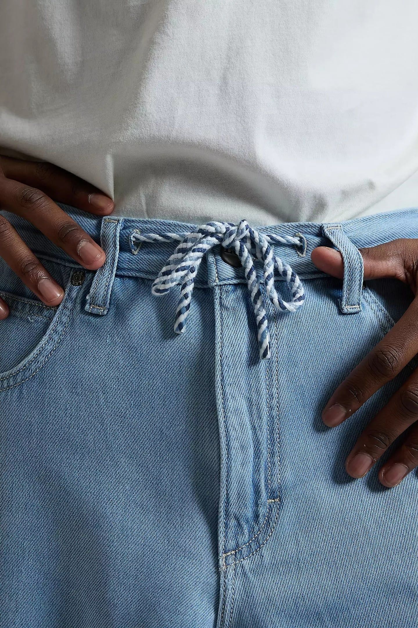 HENRY DRAWSTRING LIGHT STONE LOOSE JEANS DENIM BLUE 5