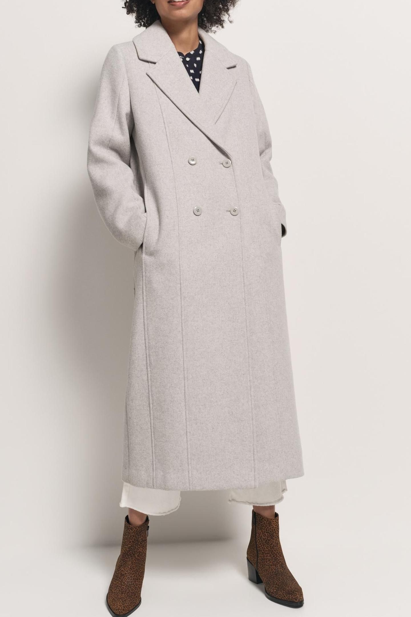 DWAIN - GREY DOUBLE-BREASTED BUTTONED LONG COAT 1