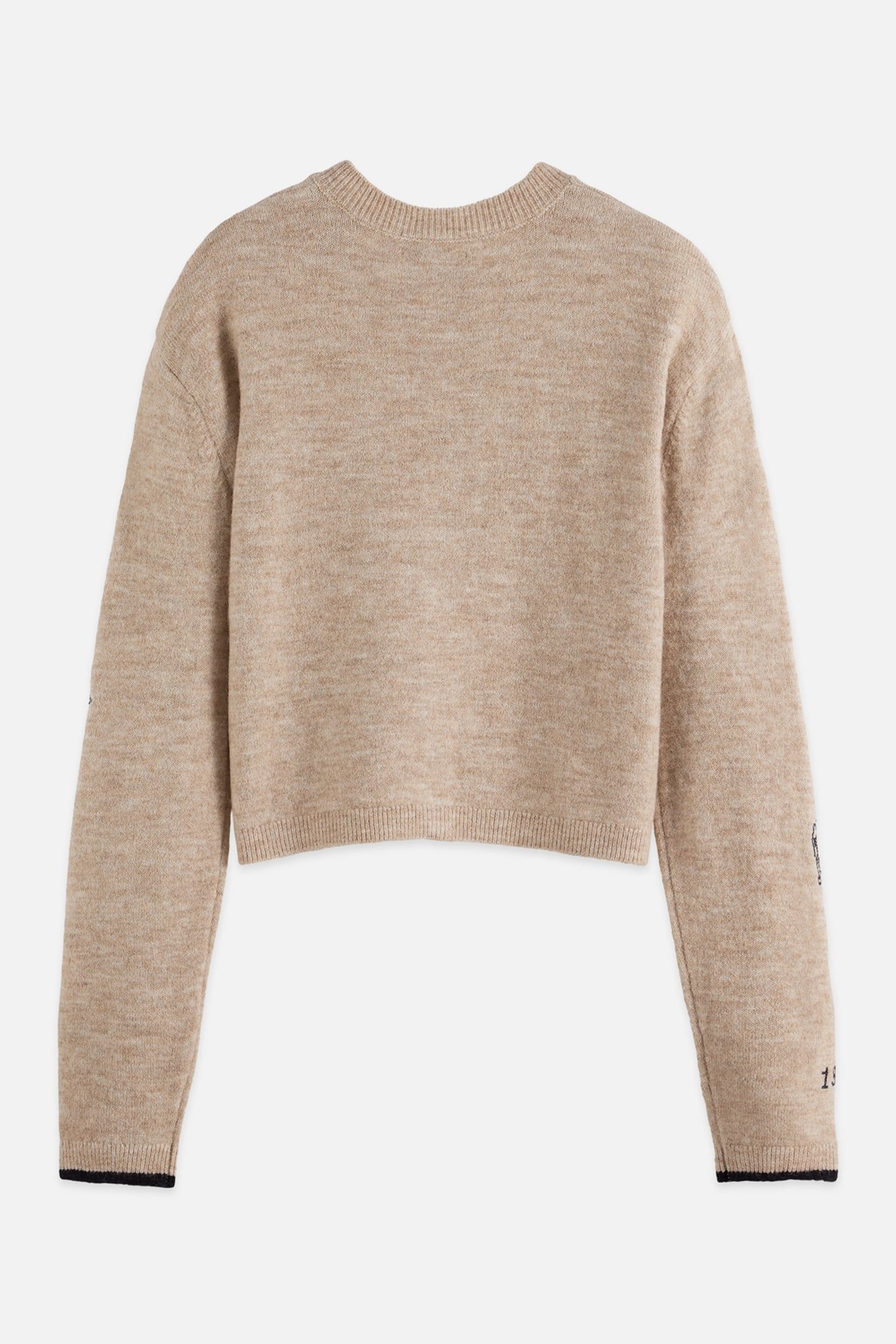 EMBROIDERED CREW NECK CARDIGAN OATMEAL MELANGE 5