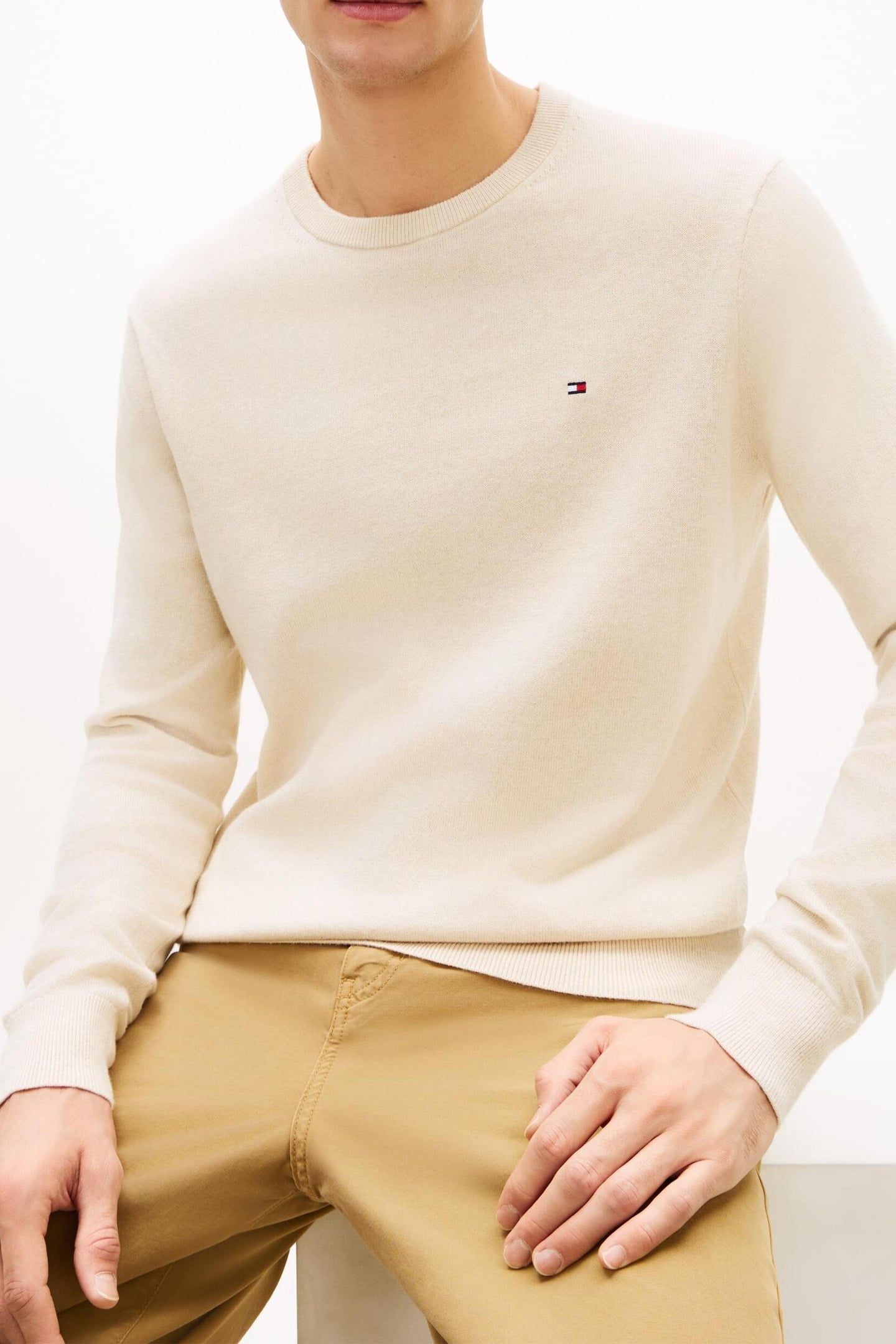 PIMA COTTON CASHMERE SWEATER HEATHERED OATMILK 3