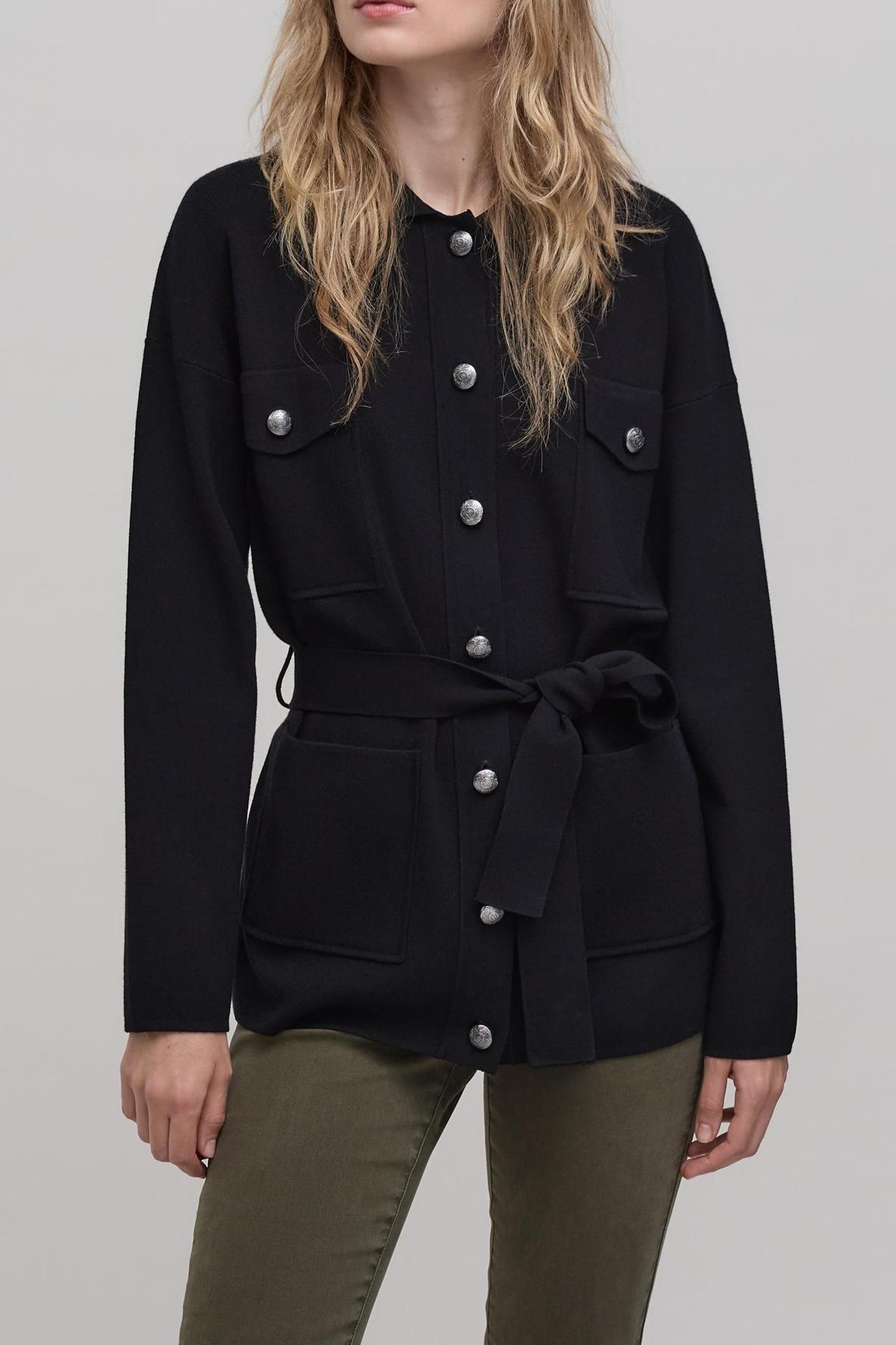 4-POCKET BLACK KNIT SAHARIENNE 1