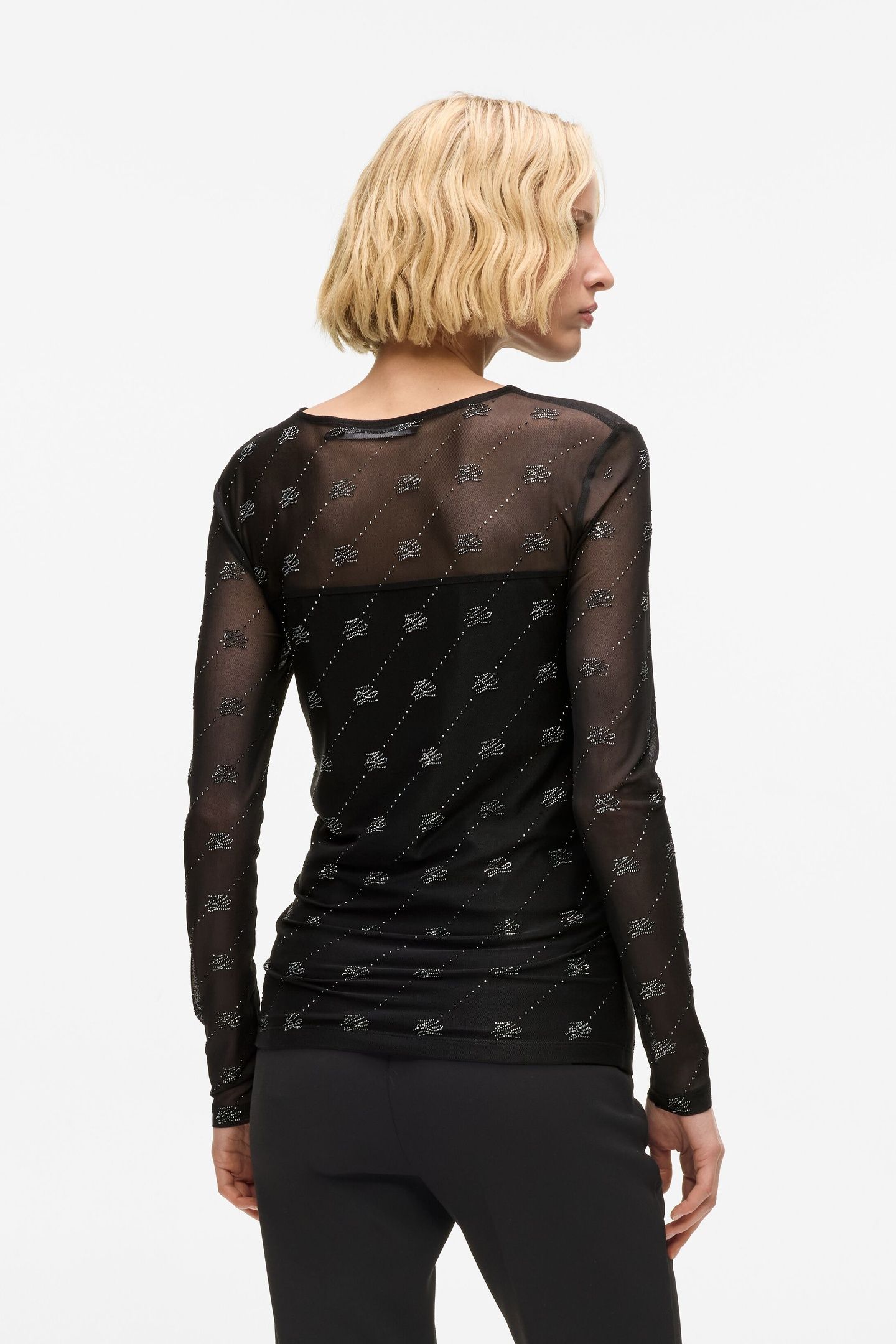 MESH RHINESTONE LSLV TOP BLACK 2