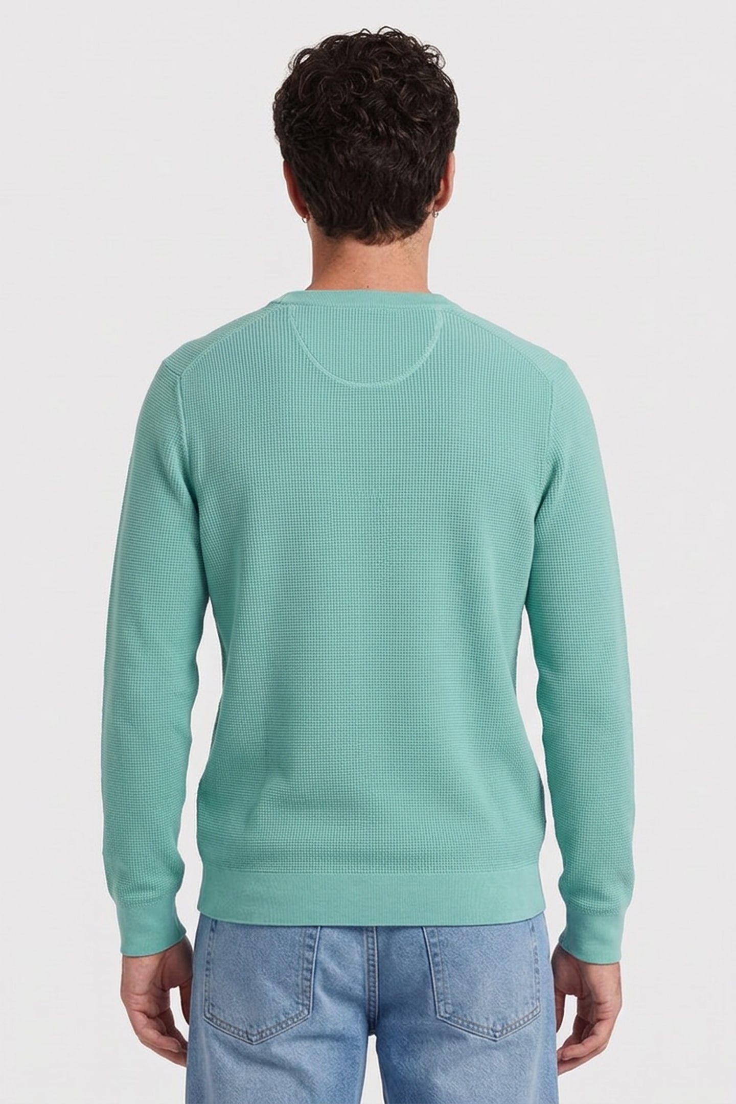 WAFFLE KNIT SWEATER MUTED TURQUOISE 2