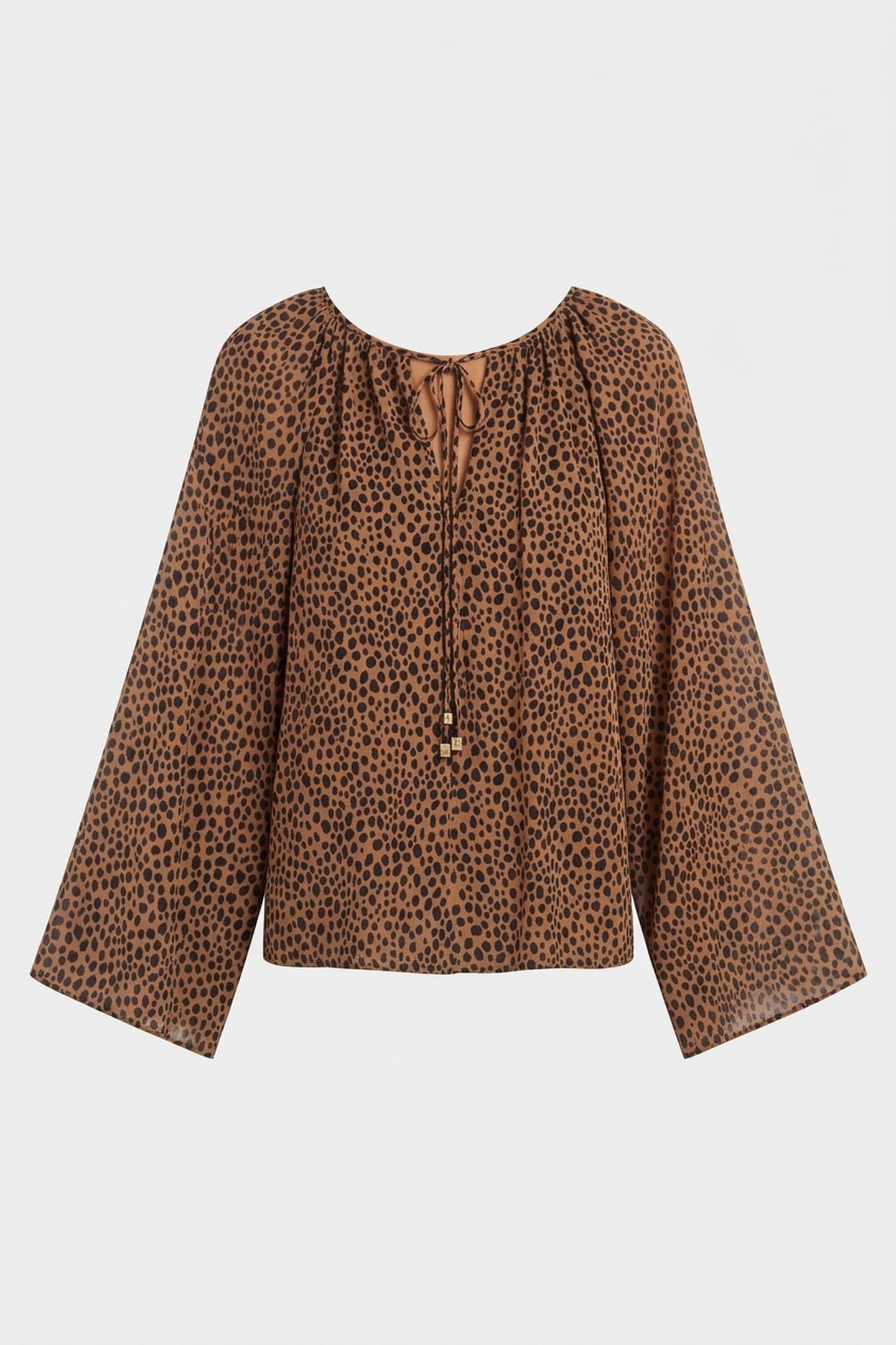 CHEETAH V NECK TOP CAFE 3