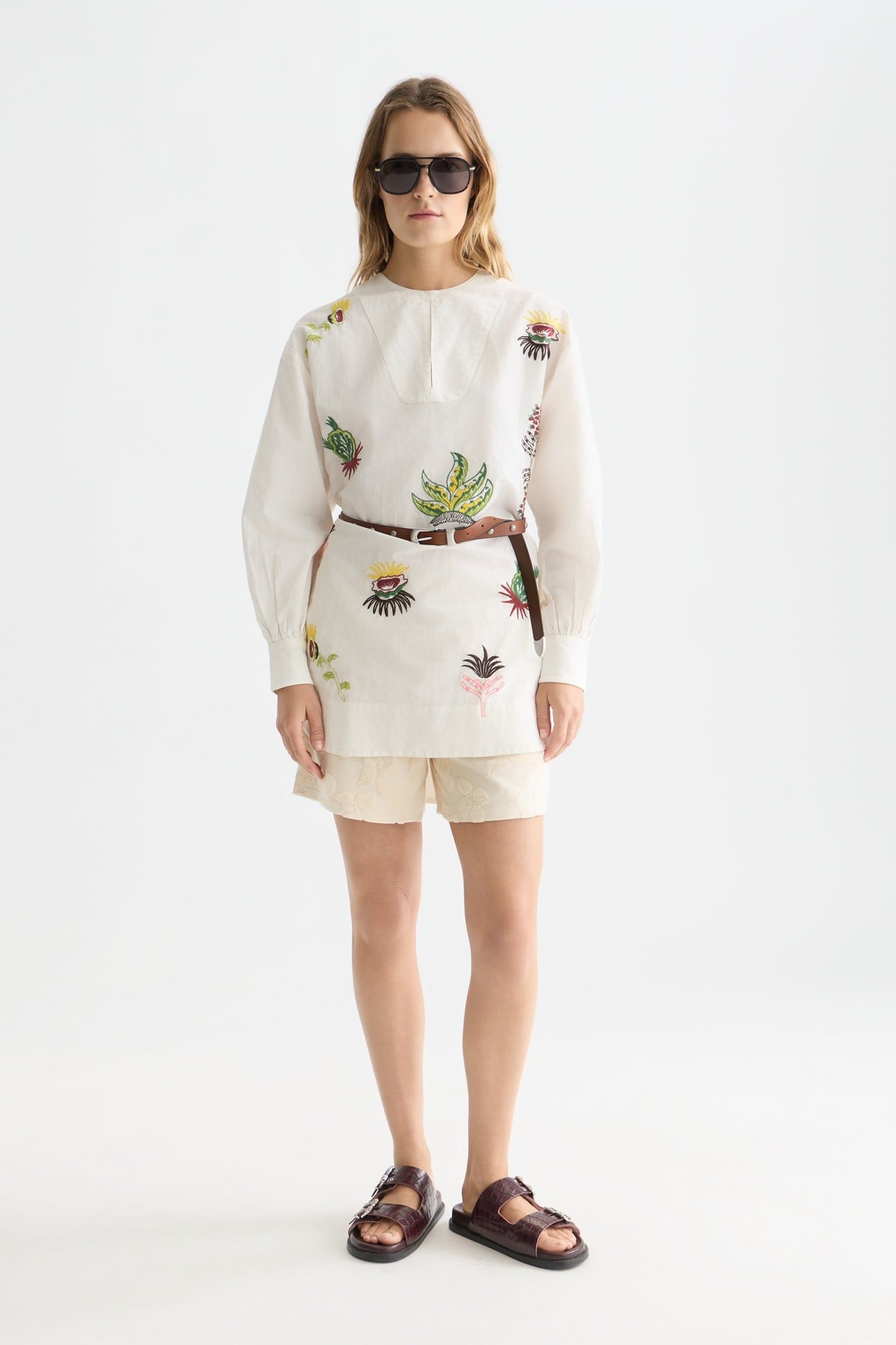 EMBROIDERED SHORT BIB DRESS EGGNOG 3