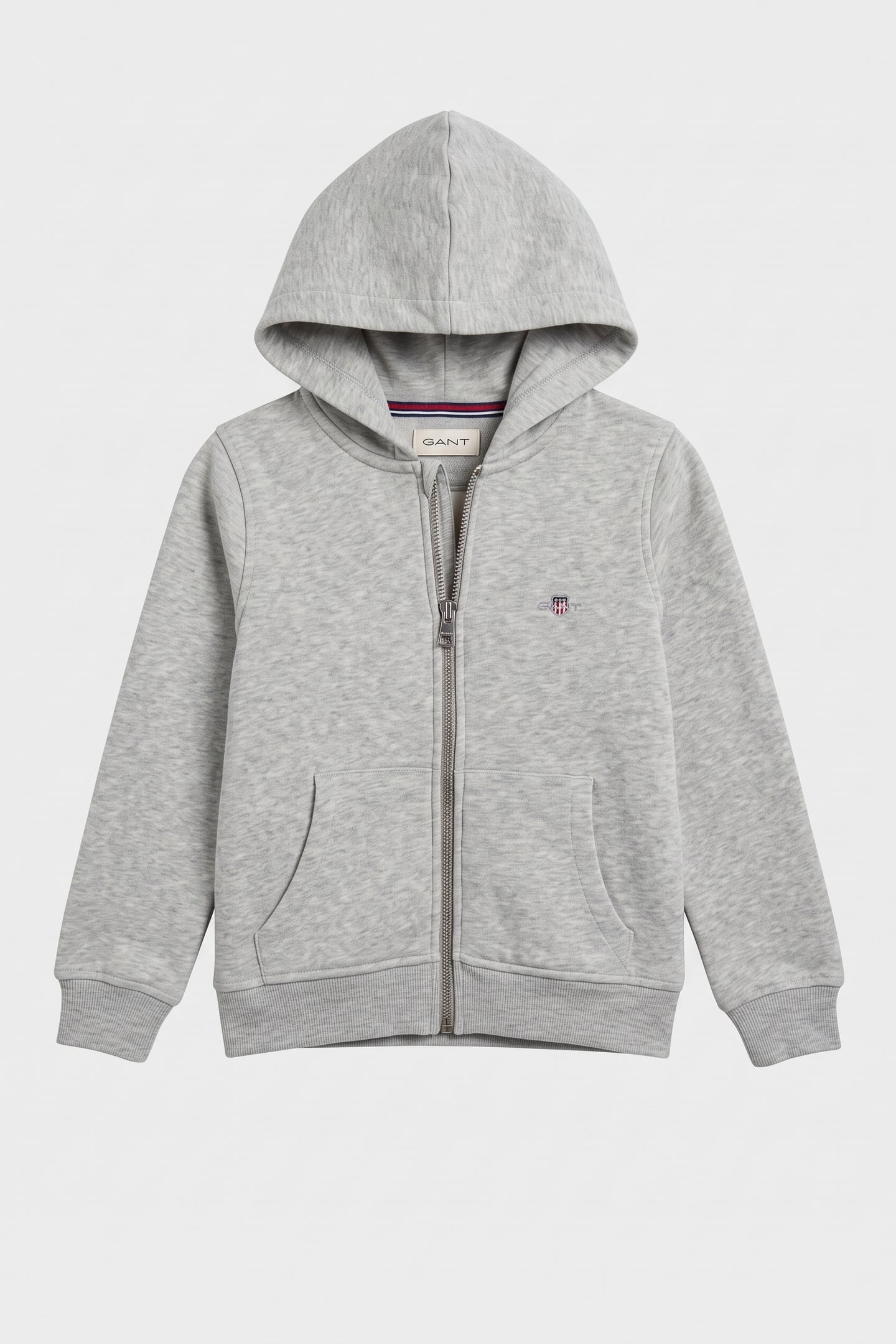 KIDS UNISEX SHIELD ZIP HOODIE LIGHT GREY MELANGE 2