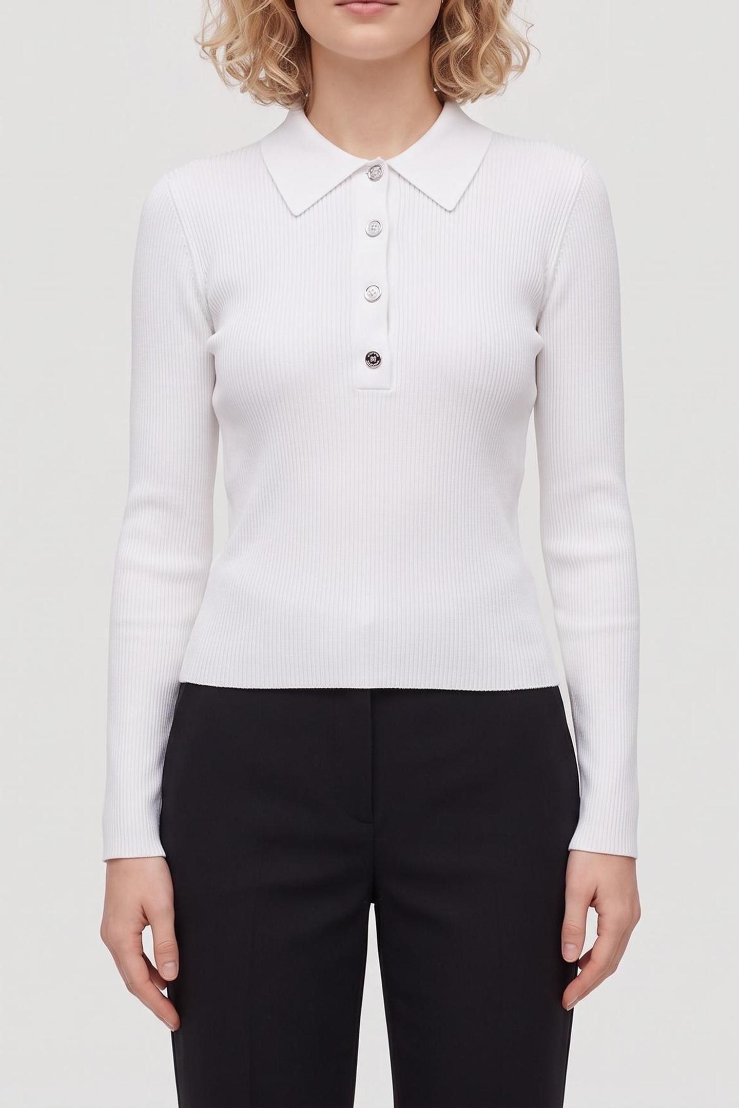 POLO NECK CLEAN LS TOP WHITE 1