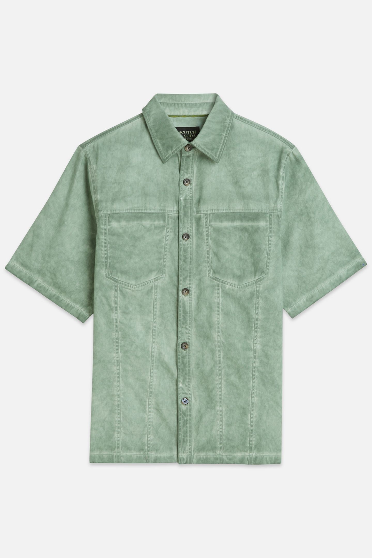 WASHED COTTON RELAXEDFIT SHORTSLEEVED SHIRT DARK GREEN 1