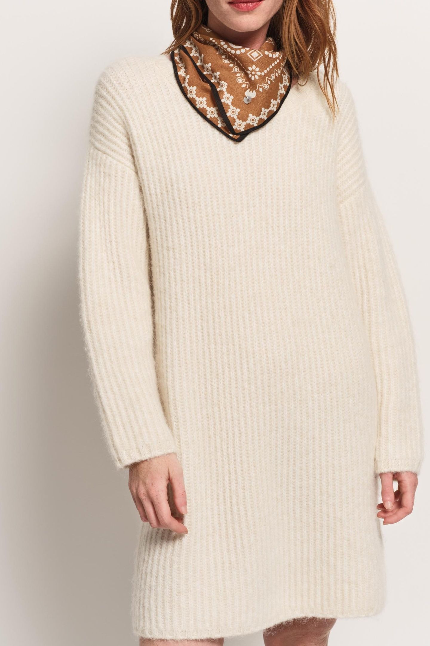 ROSEMAY - ECRU RIBBED KNIT SWEATER DRESS 6