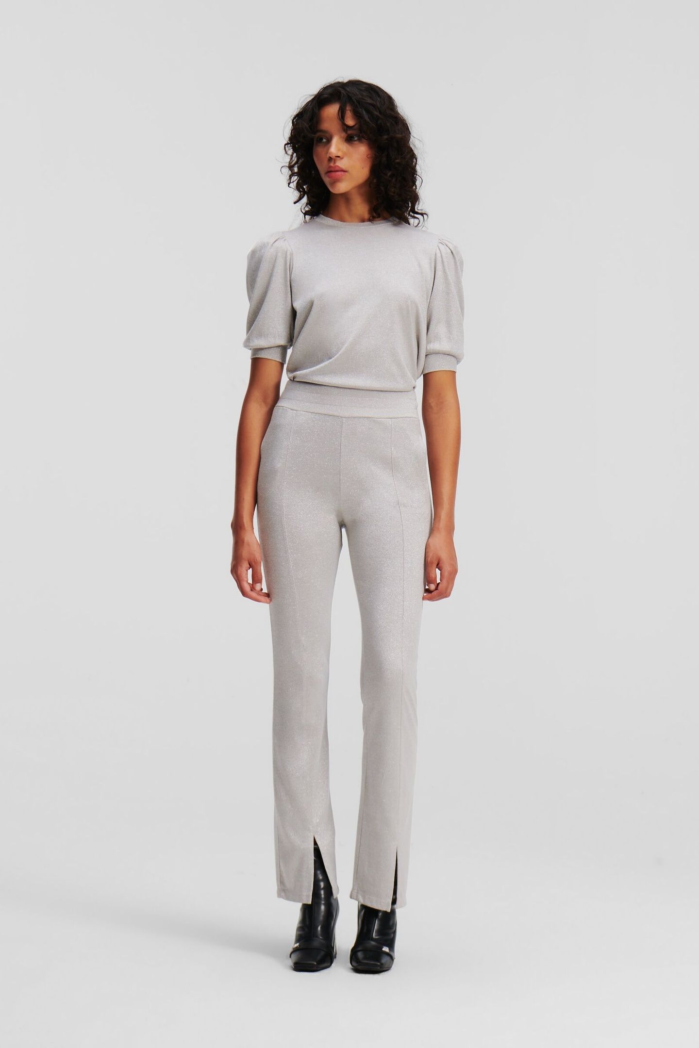 FASHION LUREX SWEATPANTS SILVER 1