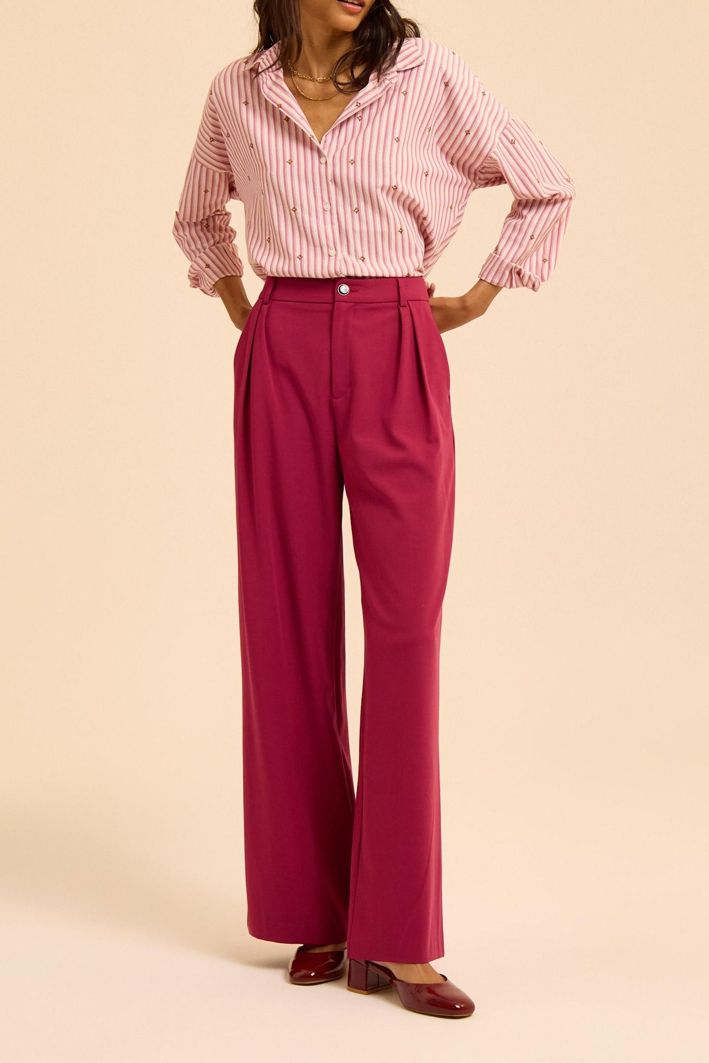 PINK WIDE-LEG SUIT TROUSERS 1