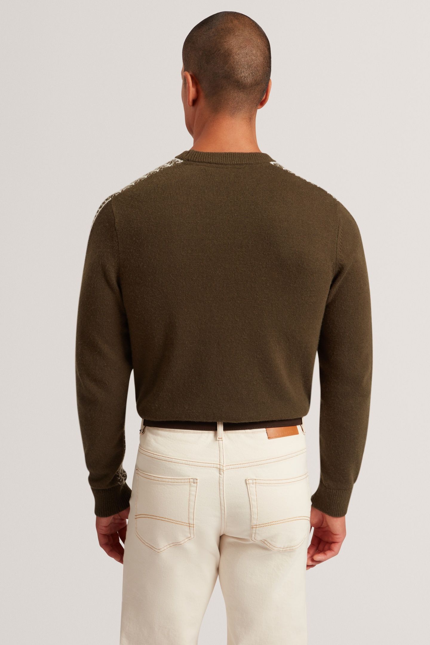 SS TEXTURED CREW NECK OLIVE 2