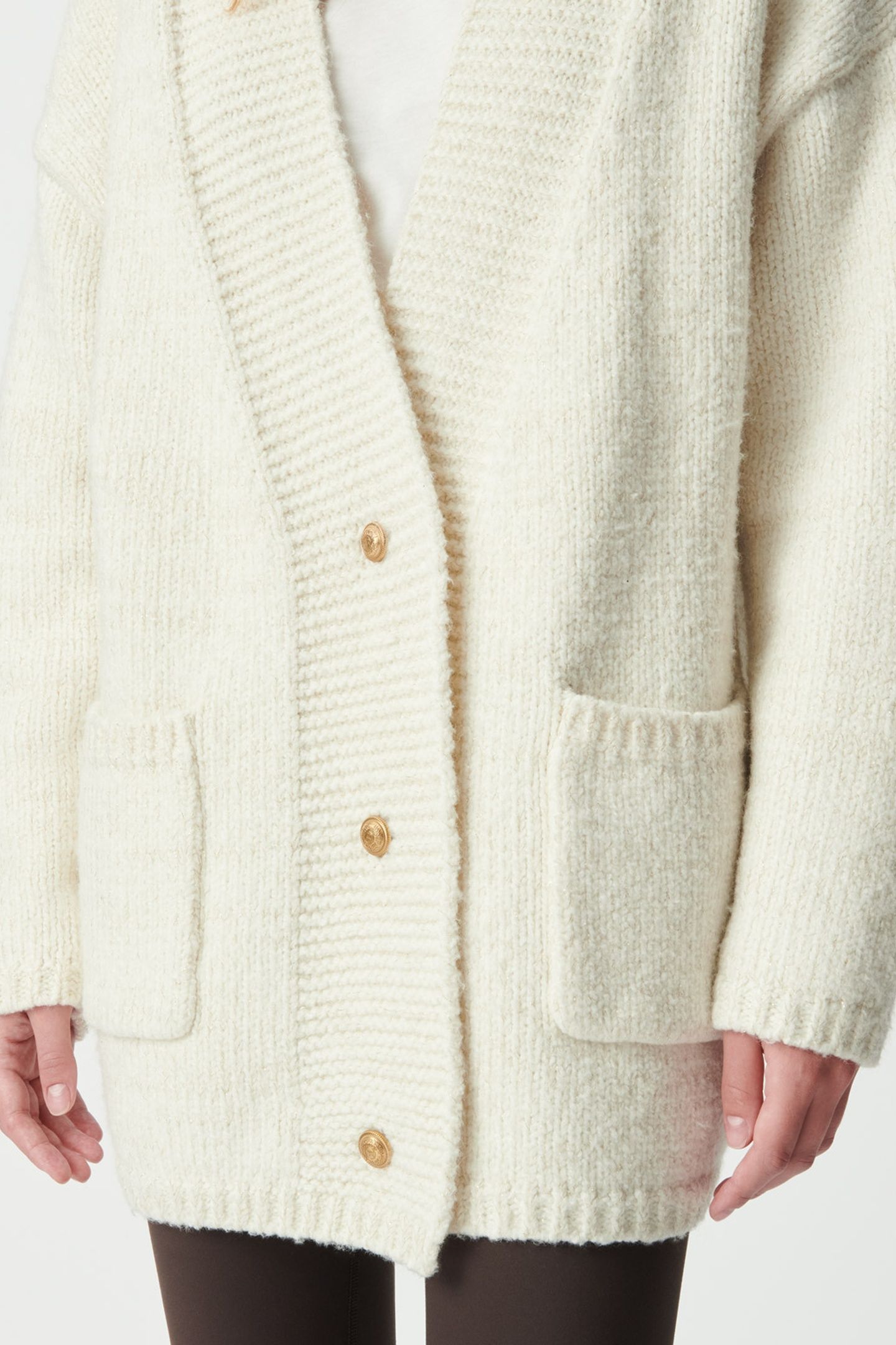 ECRU KNIT AND GOLD LUREX LOOSE CARDIGAN 6