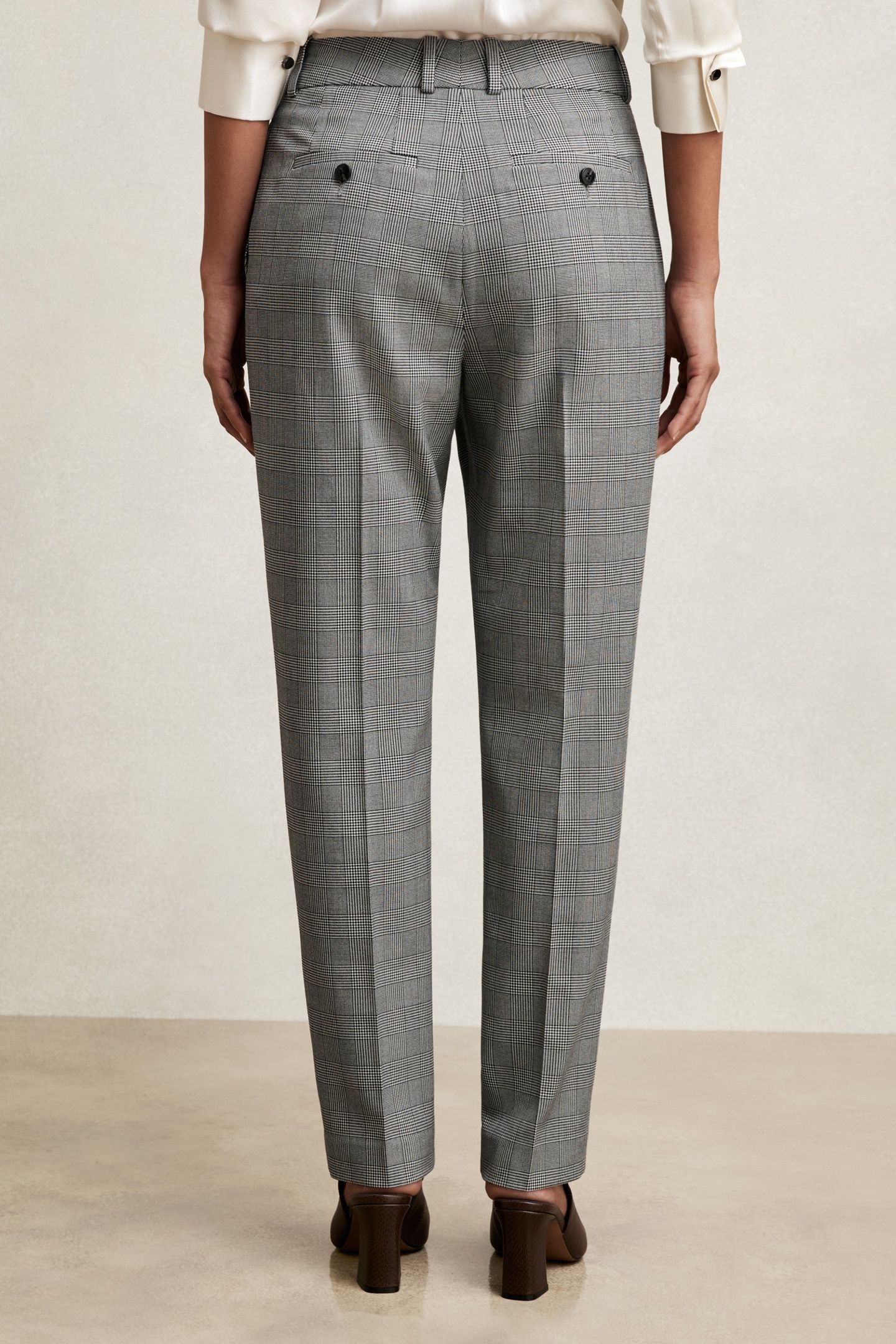 CHECK SLIM LEG TROUSER GREY 3