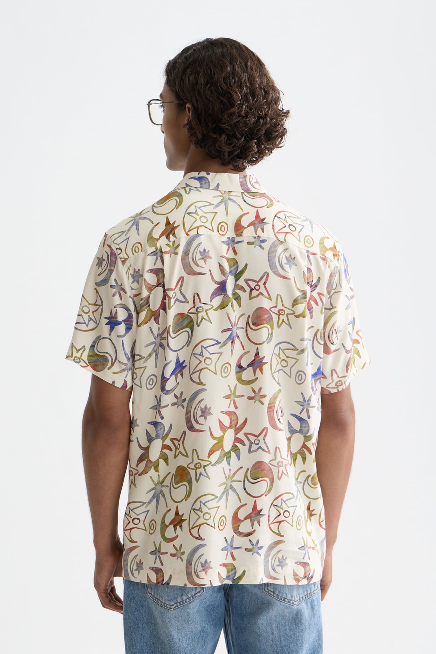 PRINTED VISCOSE SHORT-SLEEVE SHIRT WHITE TRADITIONAL 2