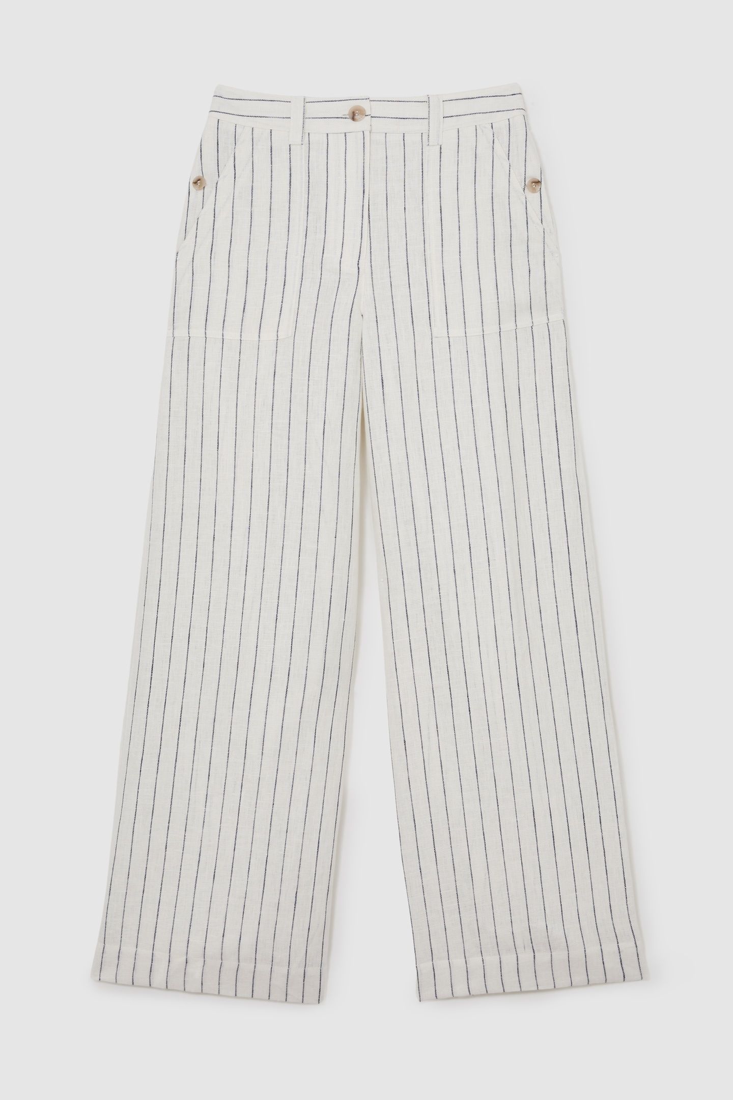 WIDE LEG STRIPE LINEN TROUSER WHITE/NAVY 5