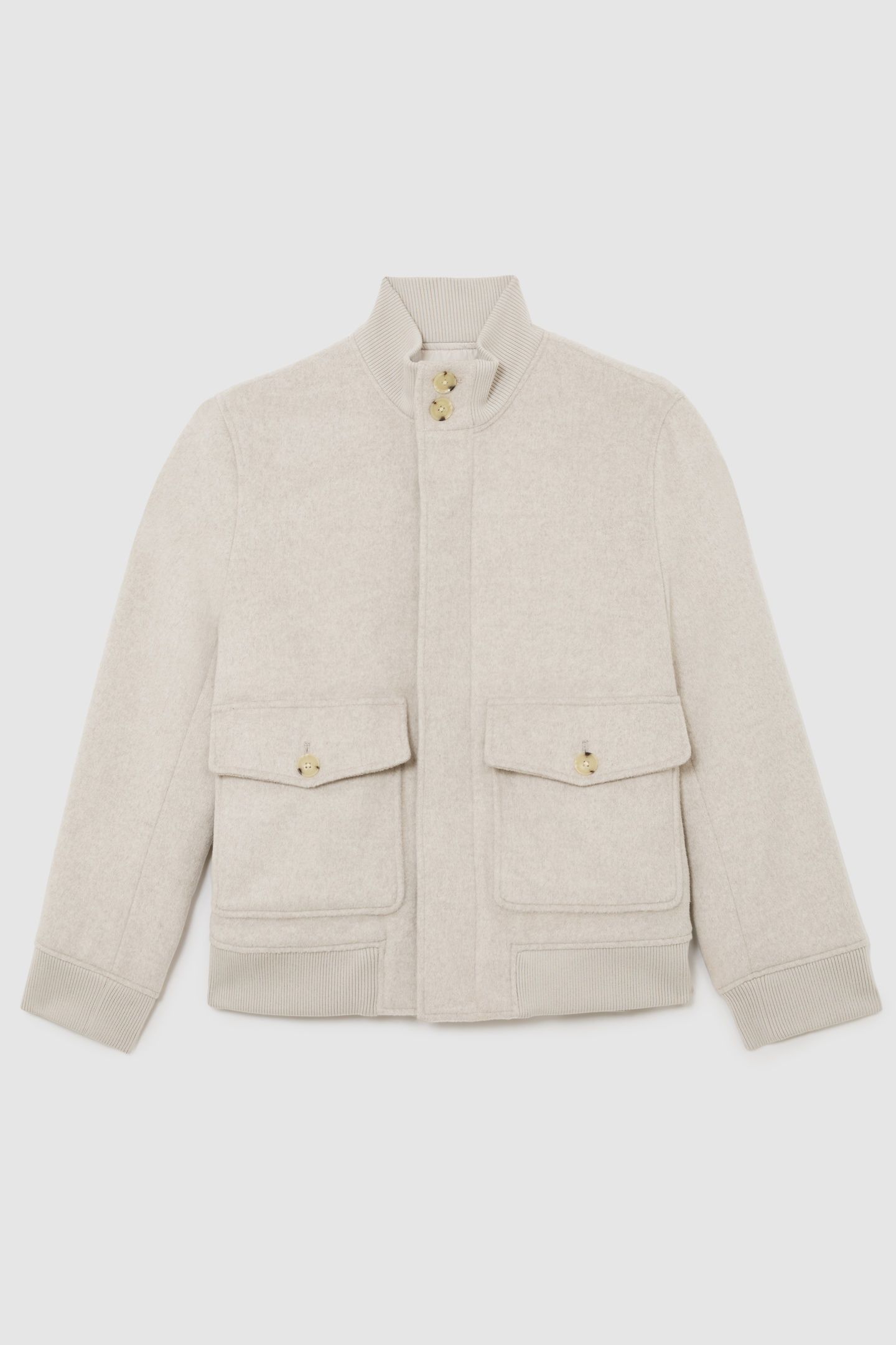 SHORT WOOL BOMBER JACKET OATMEAL 4