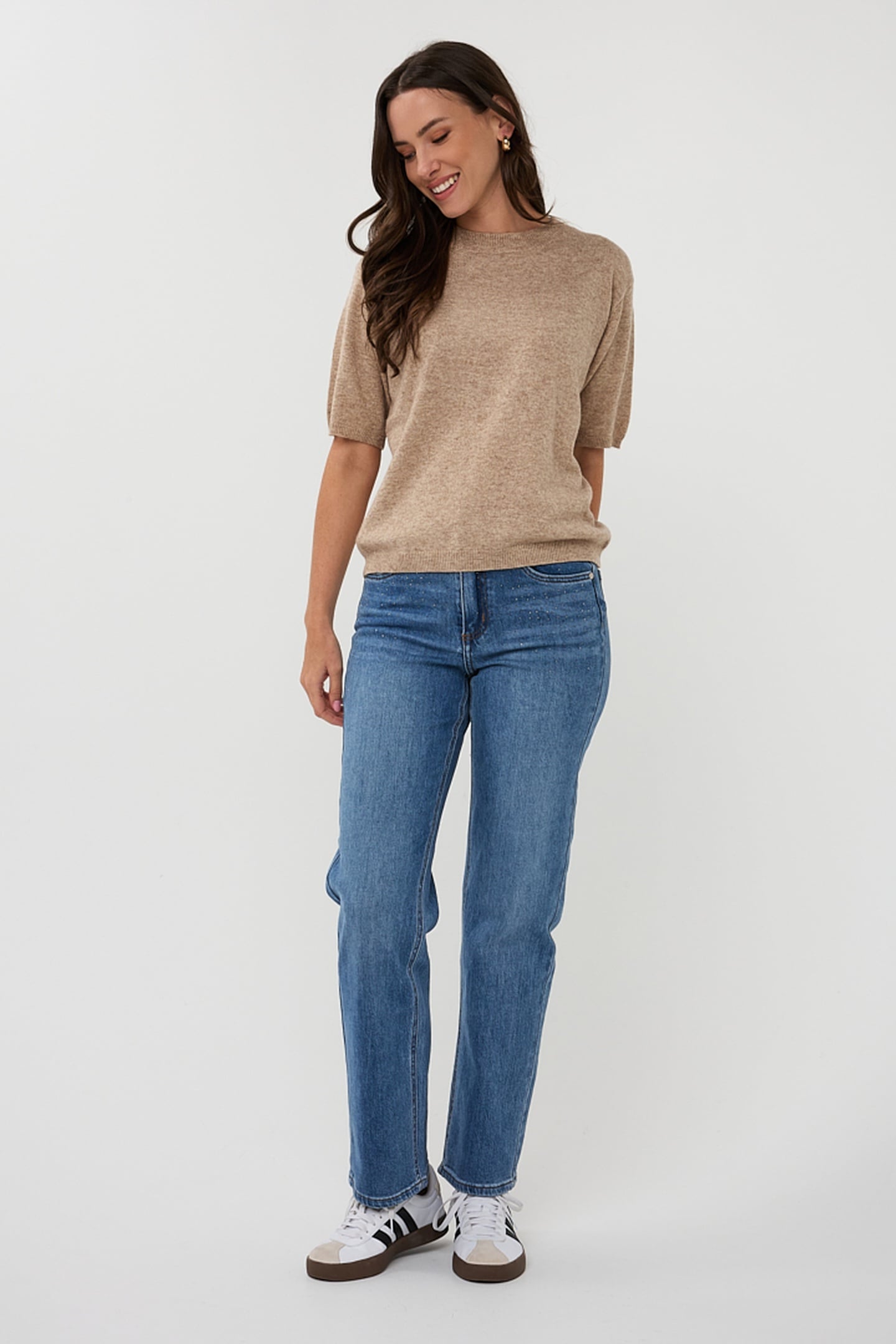 SWEATER S/SLVE WOOL TAUPE 2