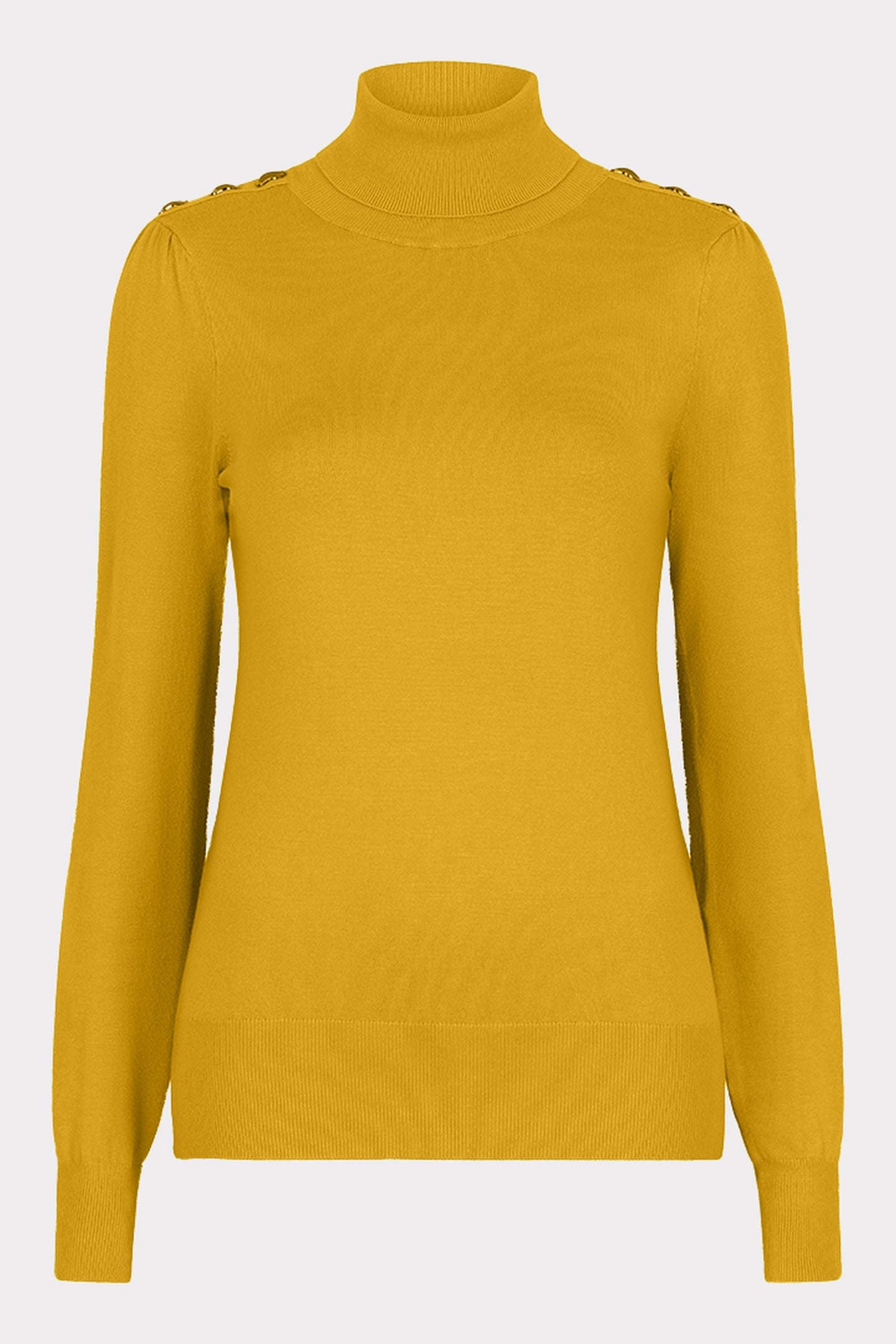 SWEATER SHLDR BUTTON COL BASIC KNIT GOLDEN OLIVE 2