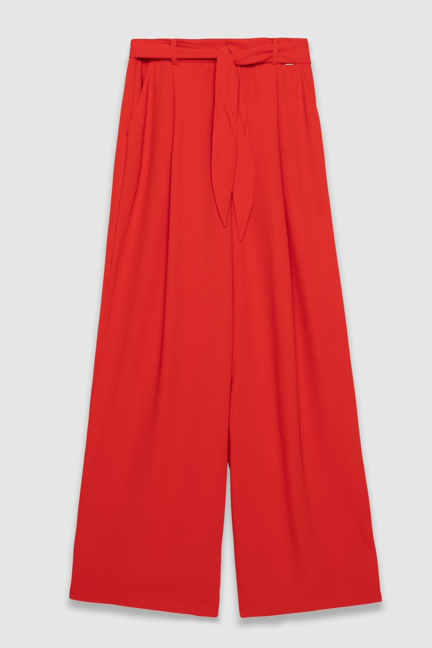RED WIDE-LEG SUIT TROUSERS WITH BELT 4