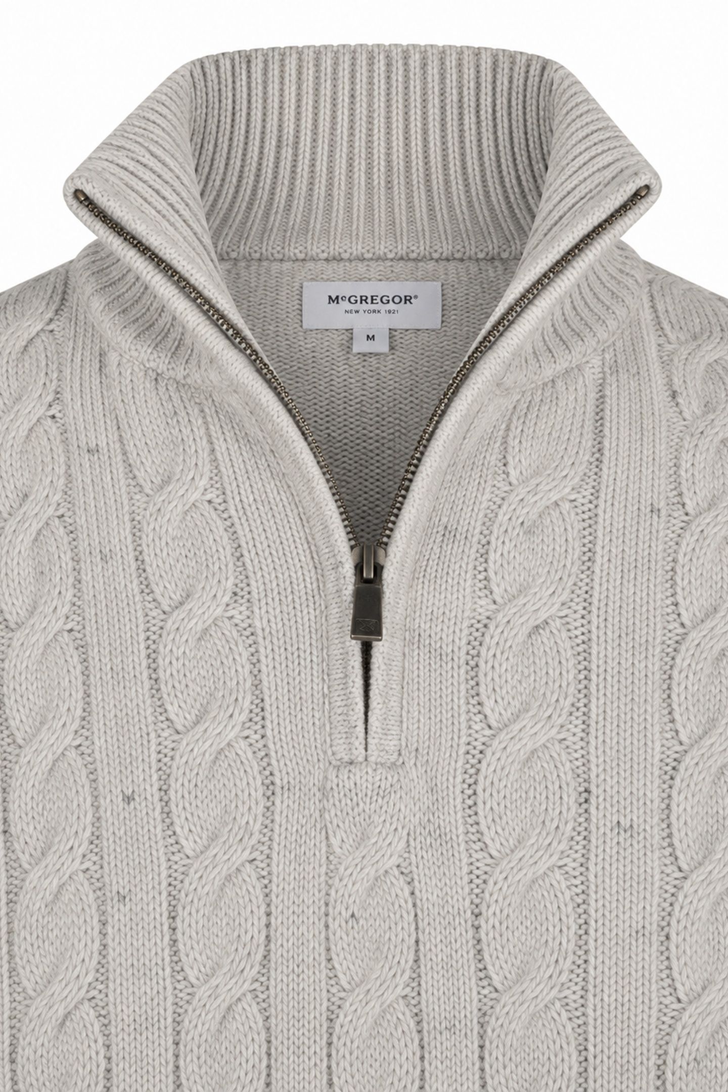 CABLE ZIP MOCK SWEATER MEDIUM GREY MELANGE 3