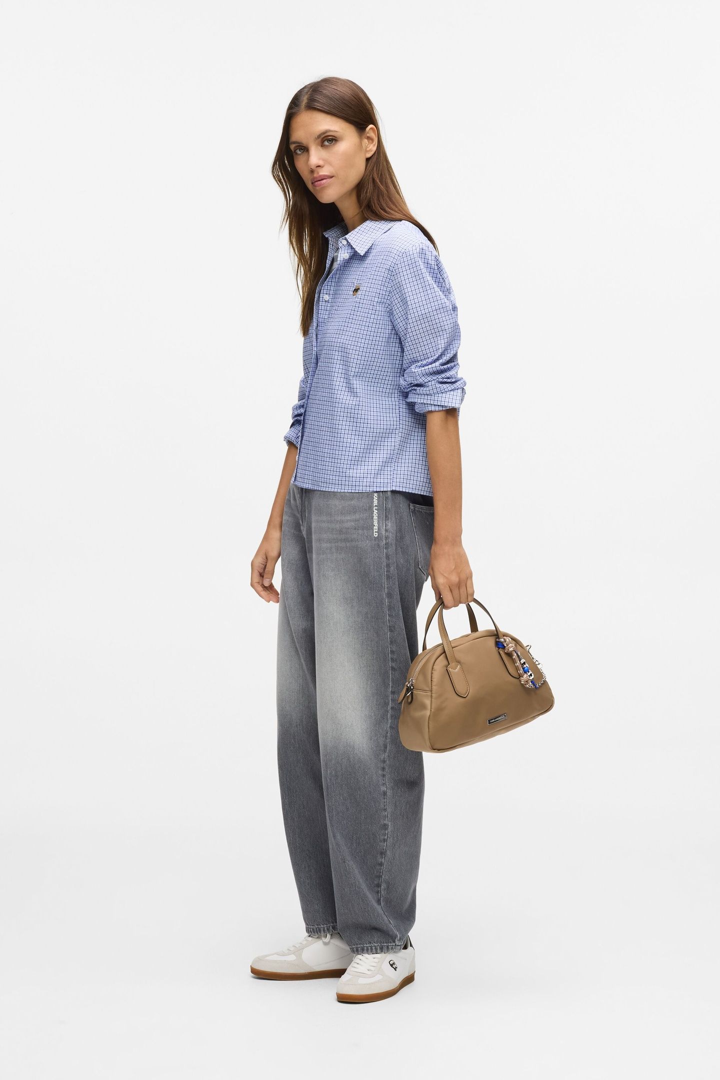 IKON CHECK BLOUSE CHECK KENTUCKY BLUE WHITE 3