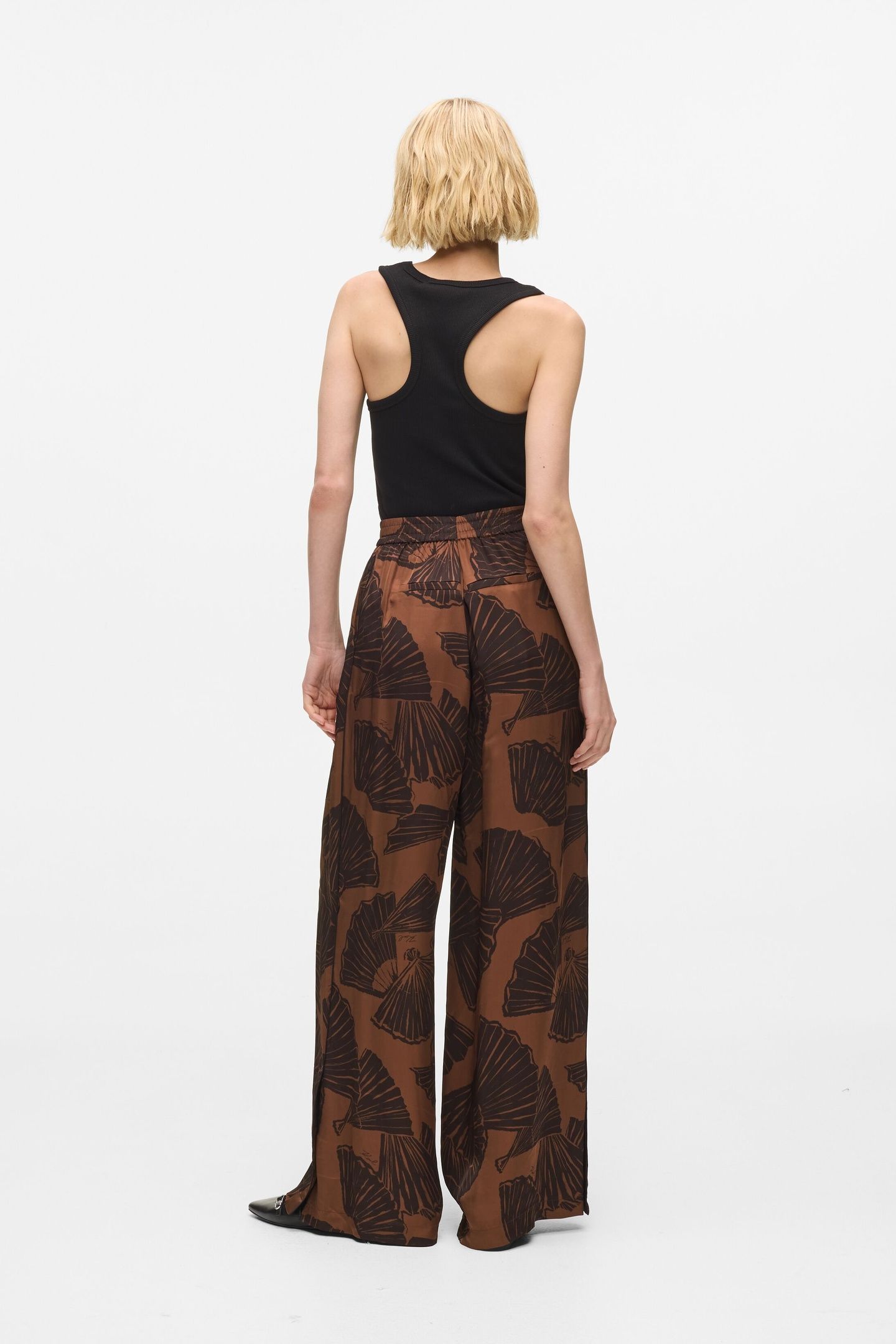 PRINTED FLUID PANTS GRAPHIC FAN FRIAR BROWN 3