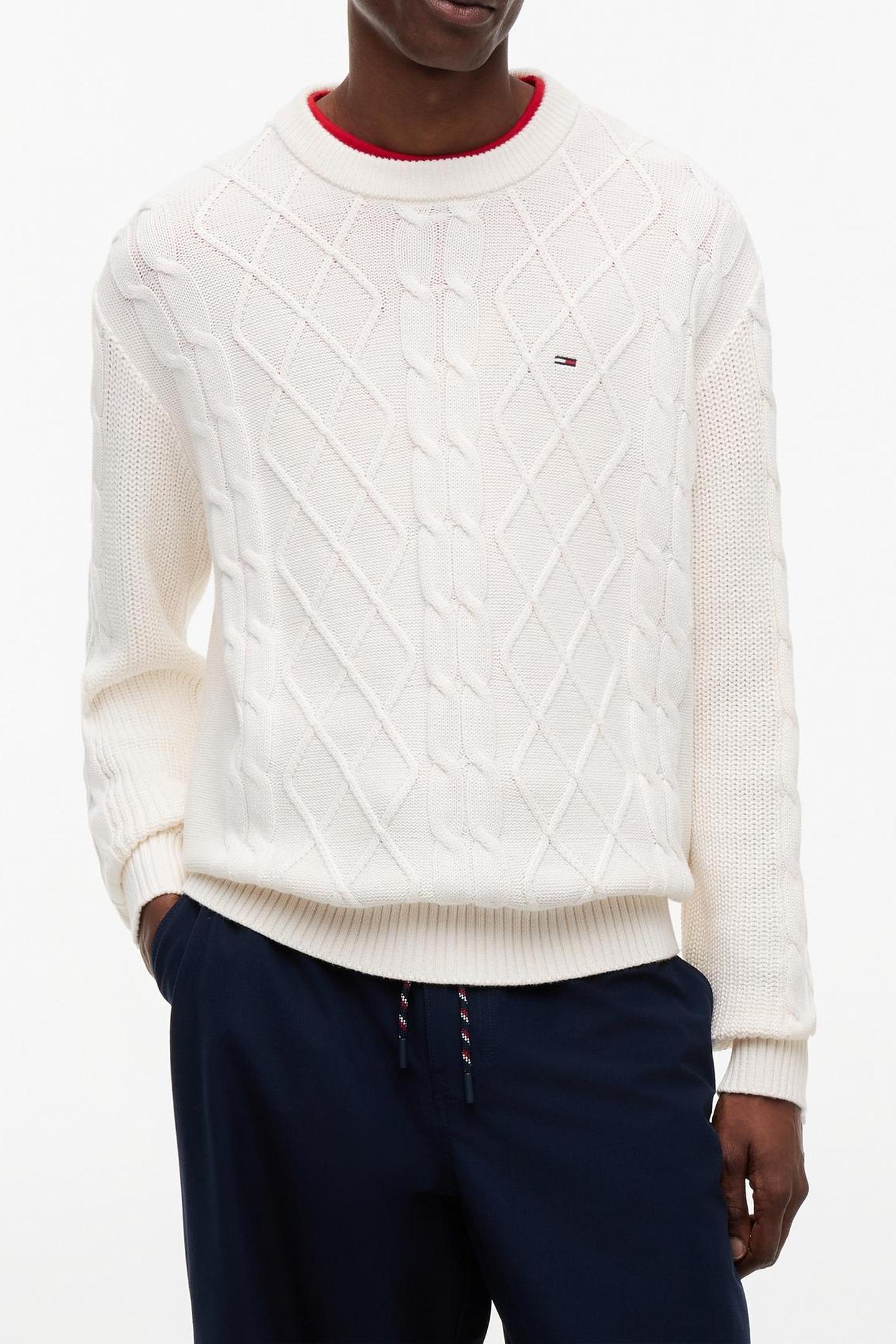 REGULAR CABLE KNIT SWEATER WHITE 1