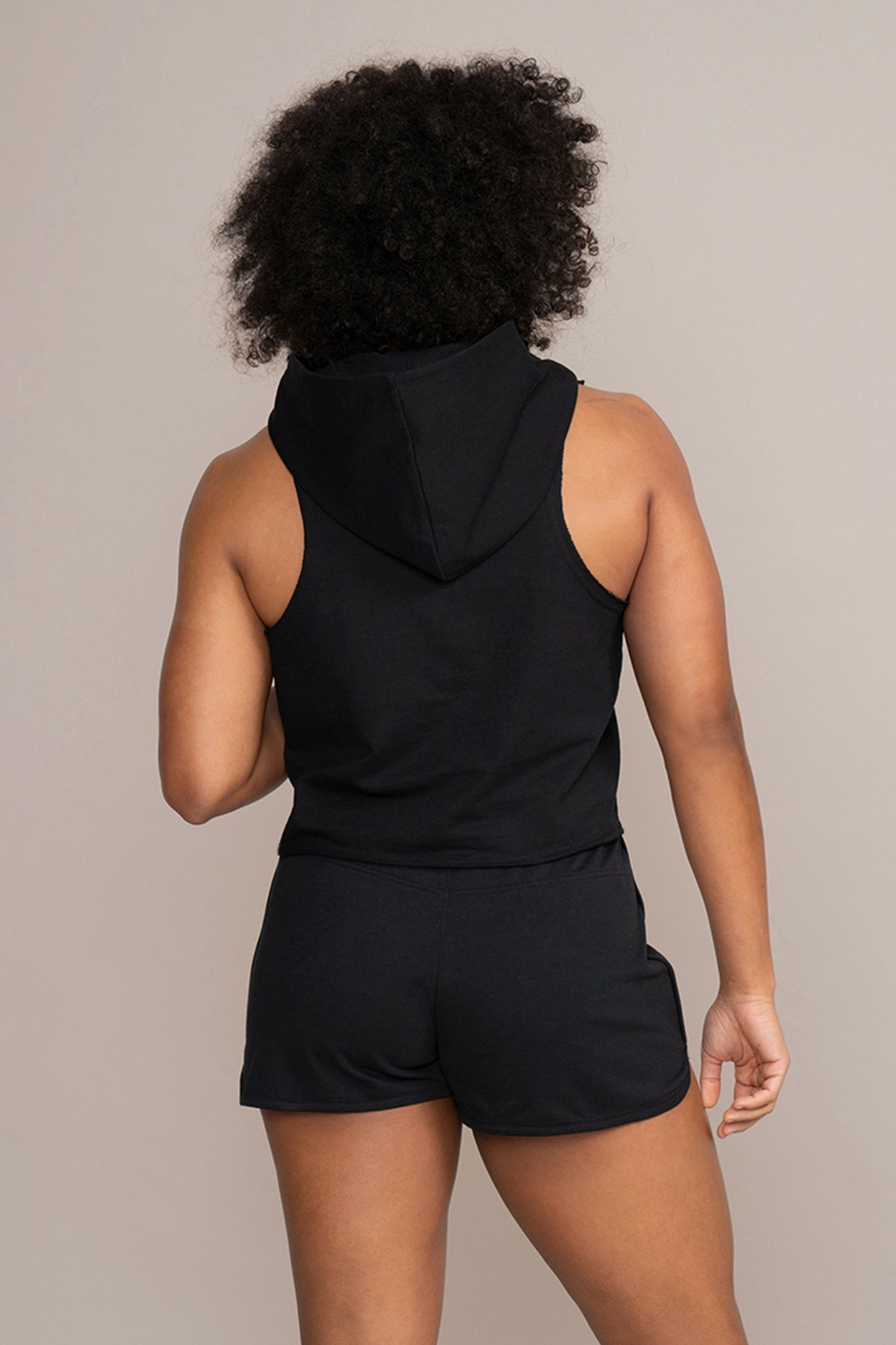 LADIES HOODED TANK BLACK 3