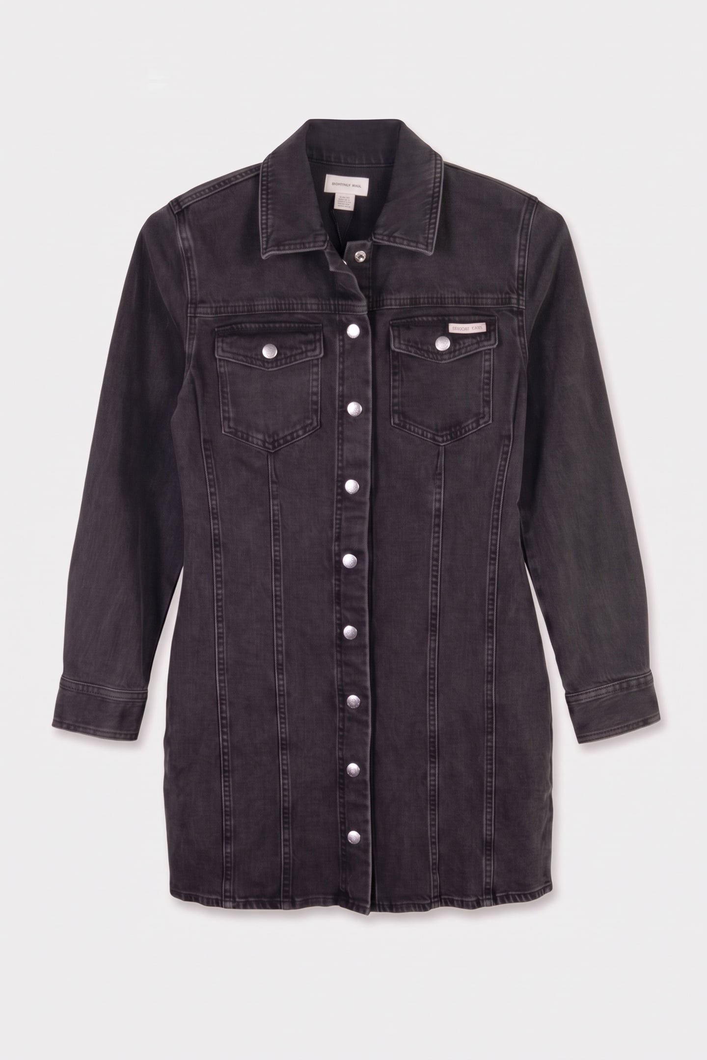 LS DENIM MINI DRESS ESSENTIAL BLACK 3